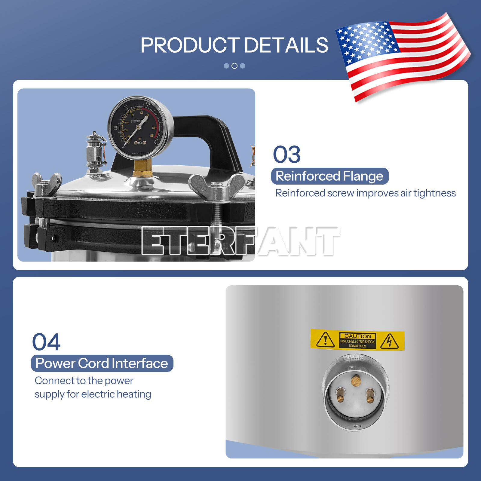 ETERFANT 24L Dental Pressure Steam Sterilizer Medical Autoclave Sterilizer
