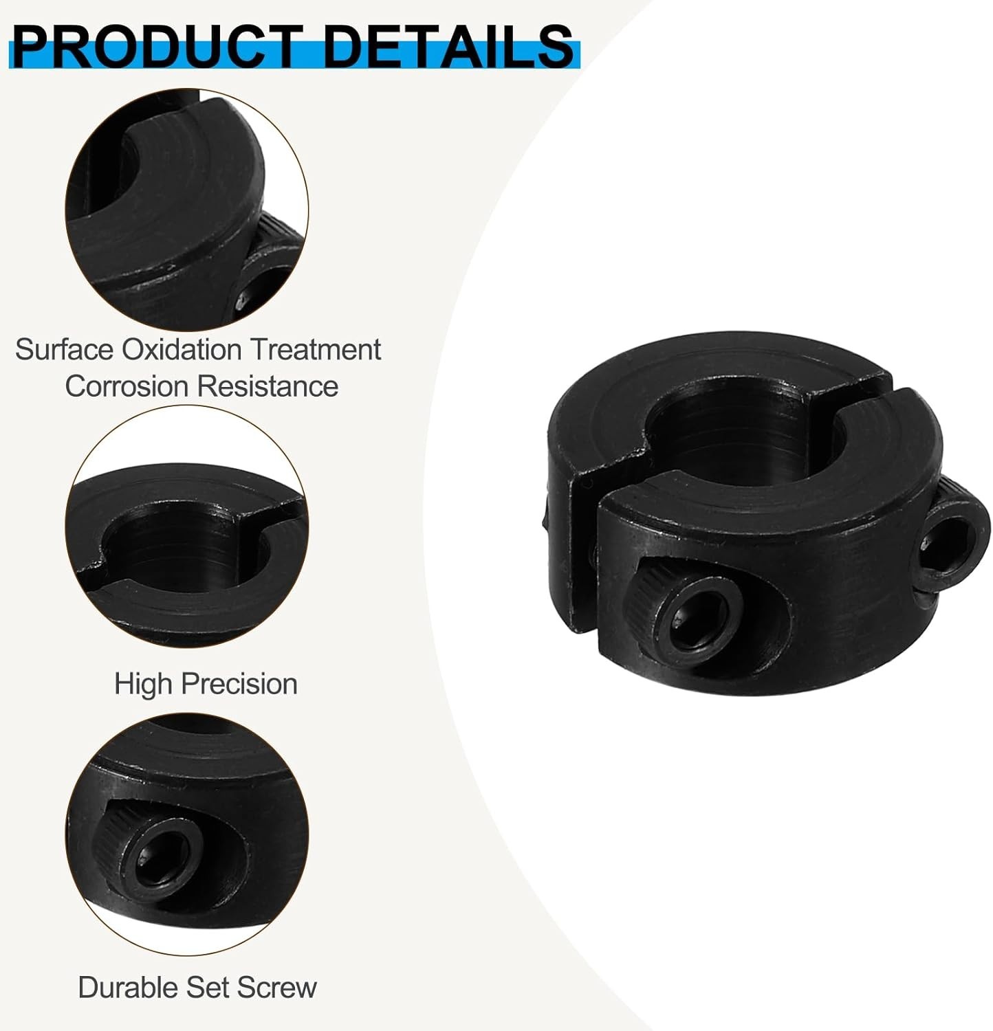 Corrosion-Resistant 8mm Steel Shaft Collars – Easy Install Double Split Design