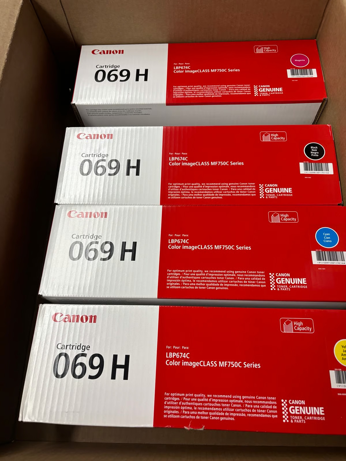 Genuine Canon 069H High Yield Toner Cartridge 4 (BK, C, M, Y) No Extra Charges ✅