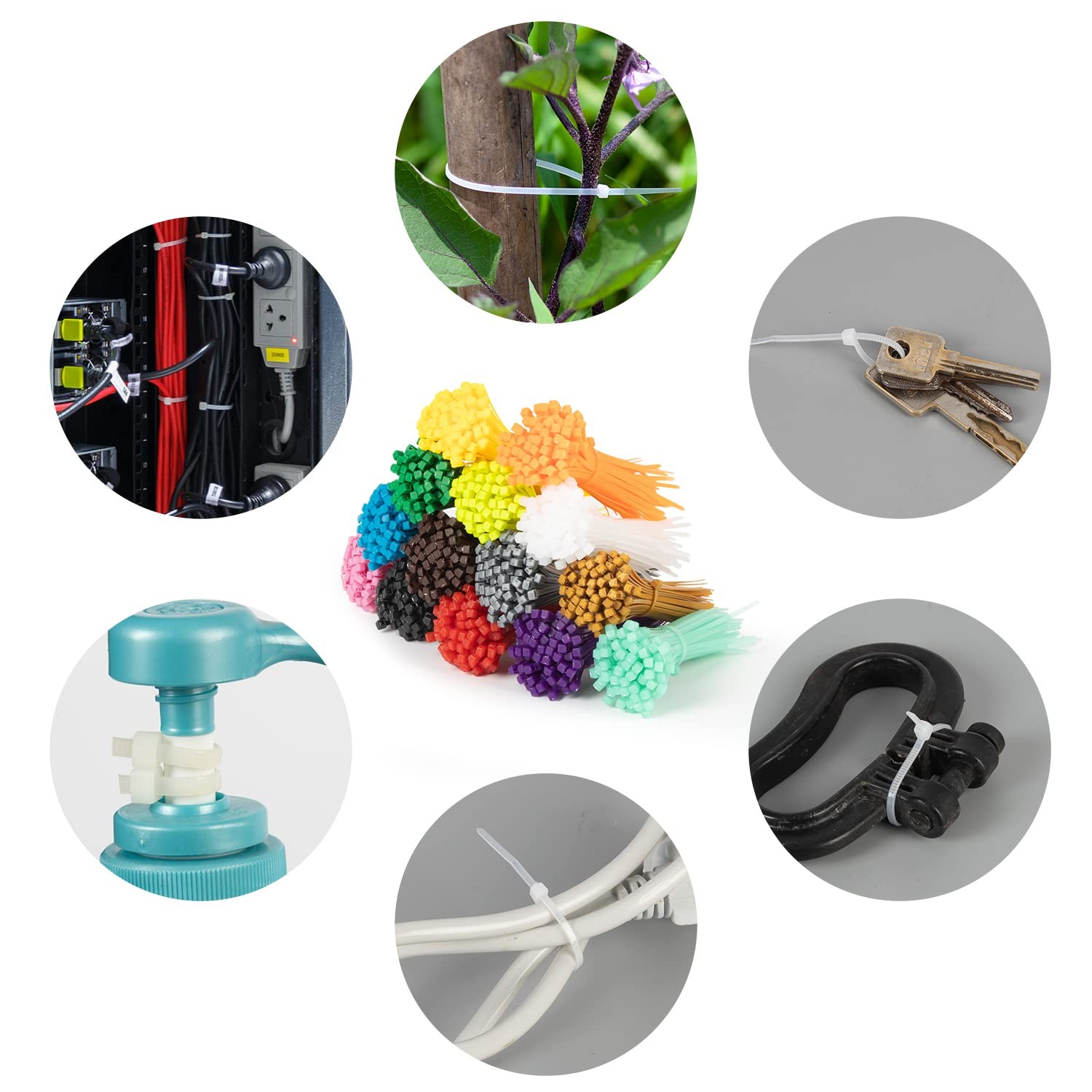 XINGO 1400 PCS Colored Zip Ties 4 Inch, Multicolor Ties, 4 14 Color
