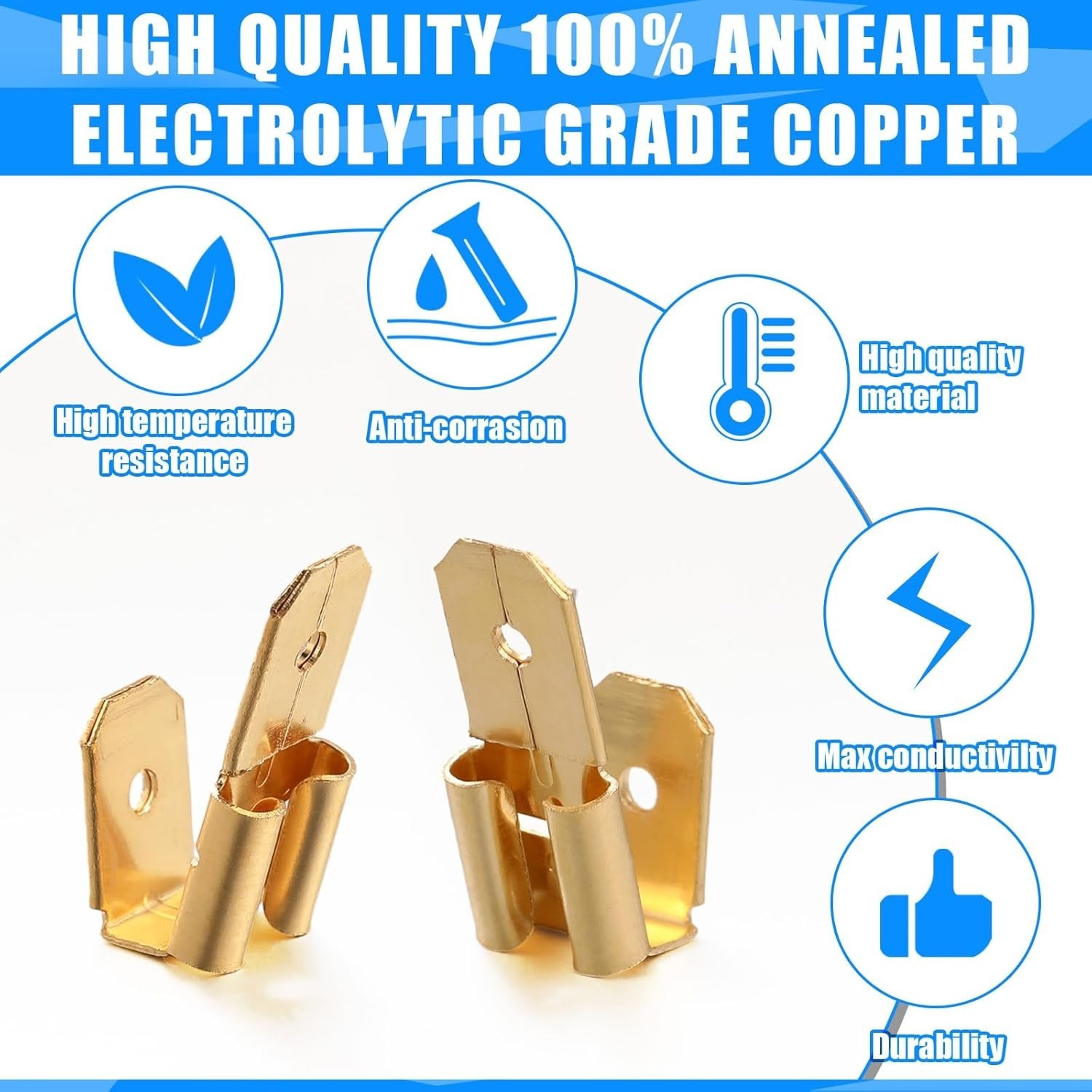 25 Pcs Piggyback Spade Connectors, 3 Way Adapter Dual Male to Single Female B…