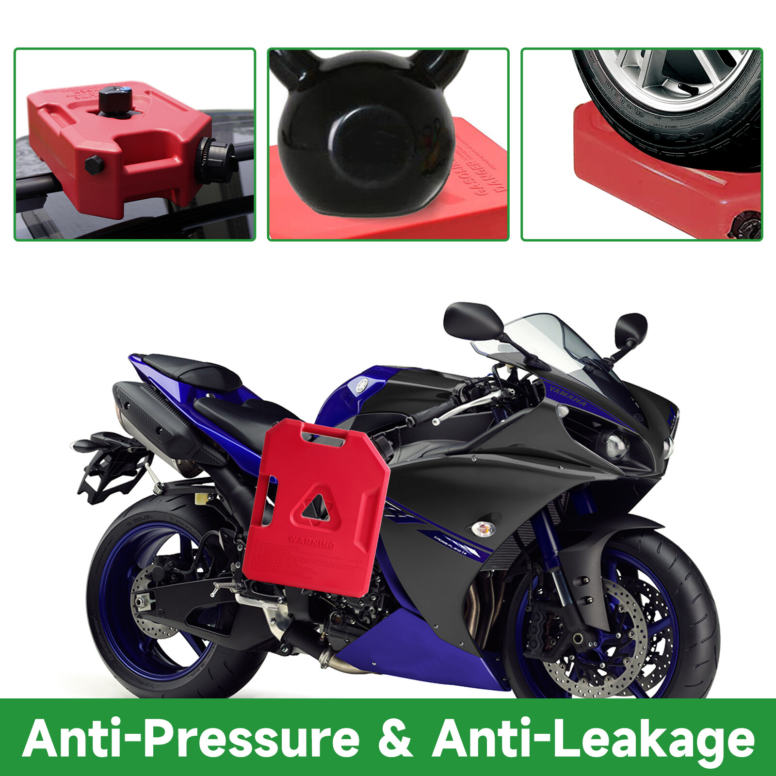 2 Gallon Large Capacity Gas Gasoline Can Fuel Tank Pack 7.6L Petrol Container