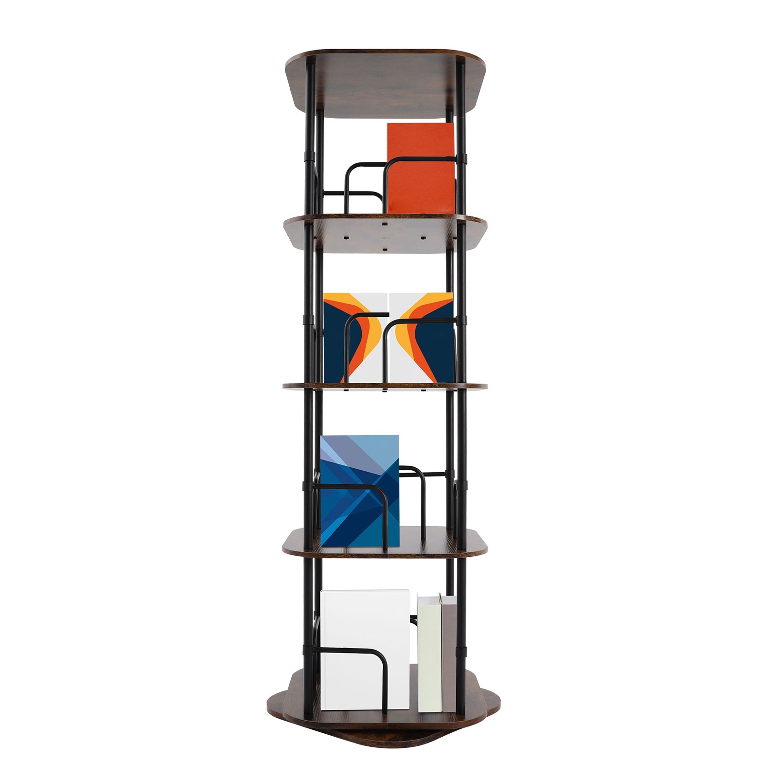 4-Tier Rotating Bookshelf, Book Storage Shelf, Floor Standing Rotating Bookshelf