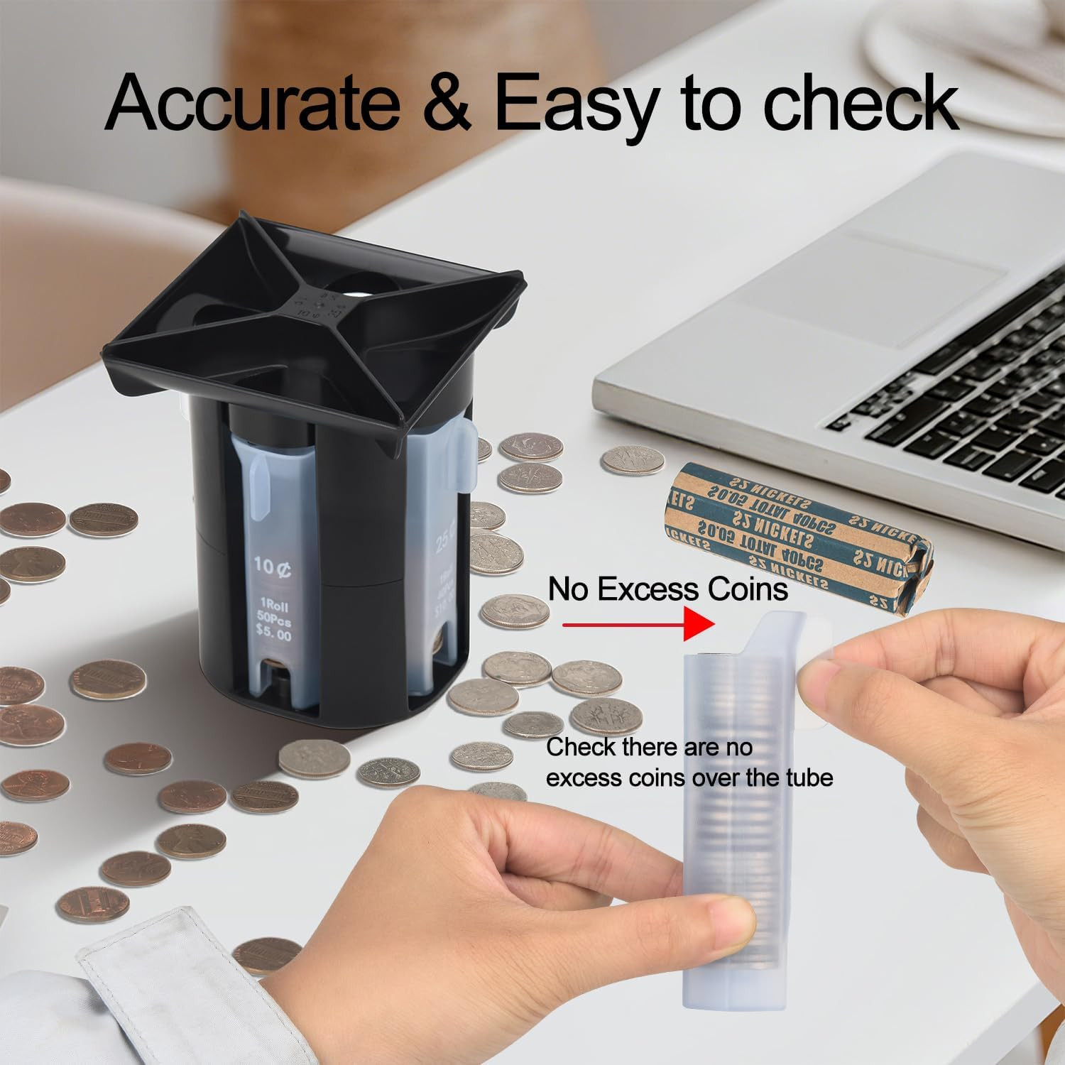 Coin Counter, Coin Sorter Tube, 4-In-1 Coin Sorter and Wrapper Machine, Chang…