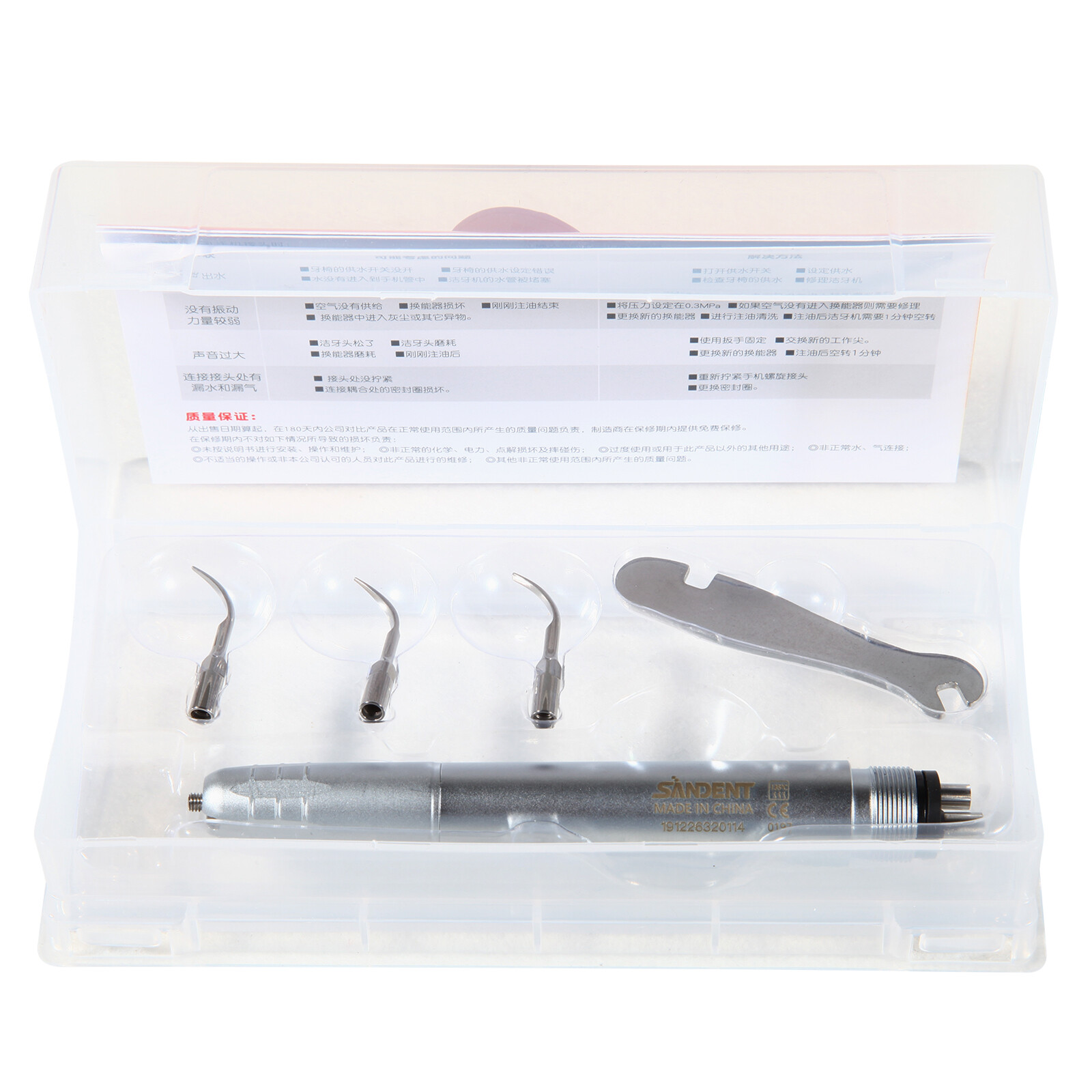Dental Ultrasonic Air Scaler Handpiece 4 Hole +Scaling Perio Tips G1,G2,G4 SA