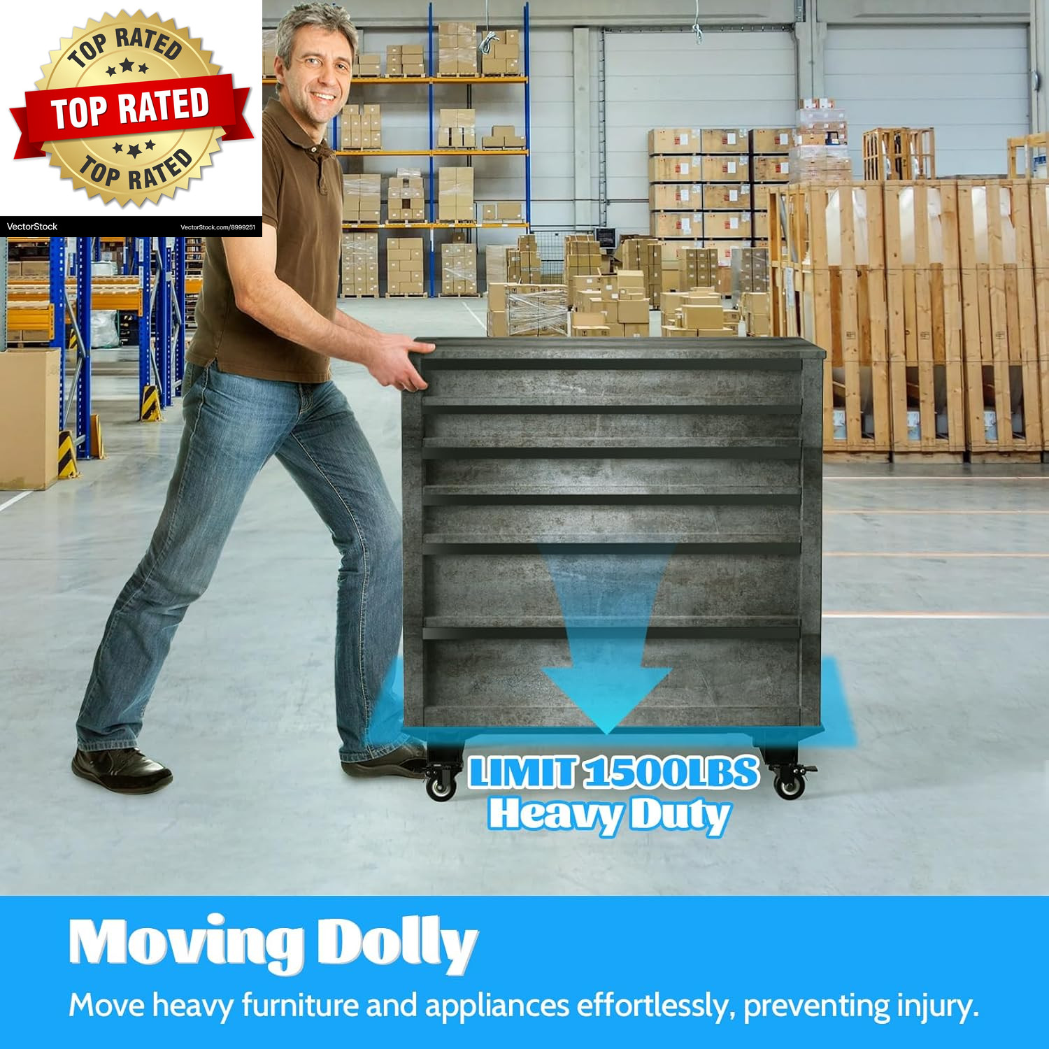 Furniture Dolly 1500LBS Capacity, Adjustable Heavy Duty Iron Moving Dolly Cart w