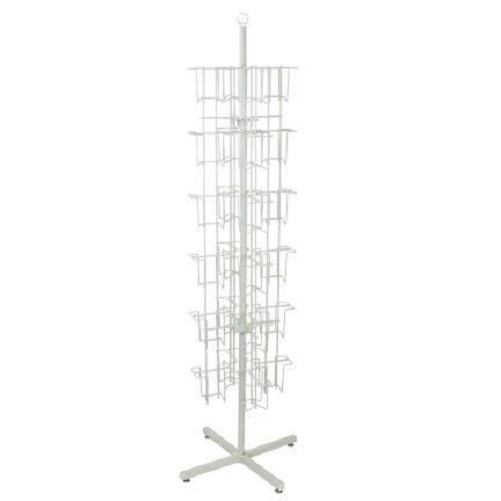 Greeting Card Rack Rotating Spins 48 Pocket White Retail Display 5″ x 7 Cards