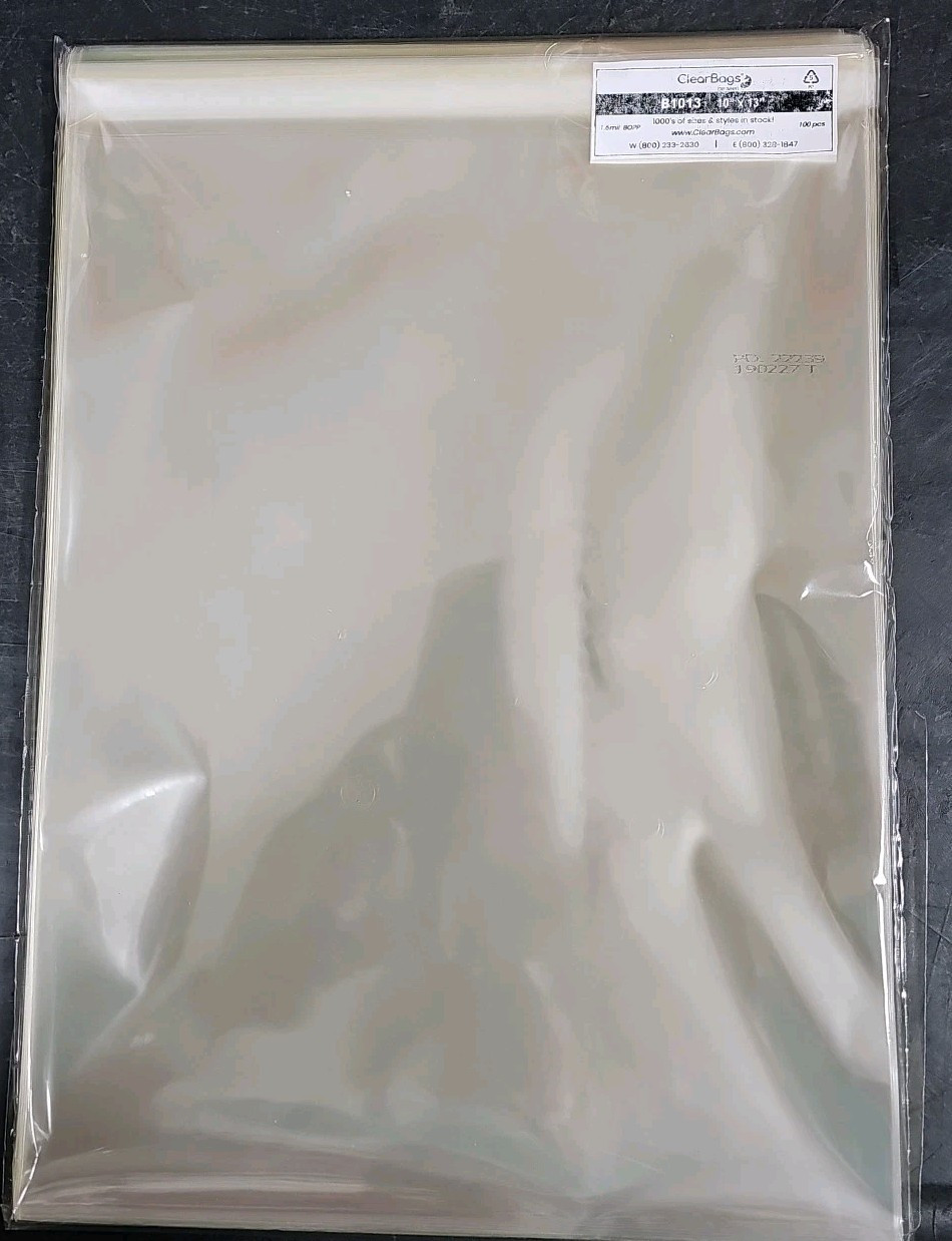 100 Clear Cello Bags 10×13 Resealable OPP Poly Heavy Duty 1.6 mil Clothing
