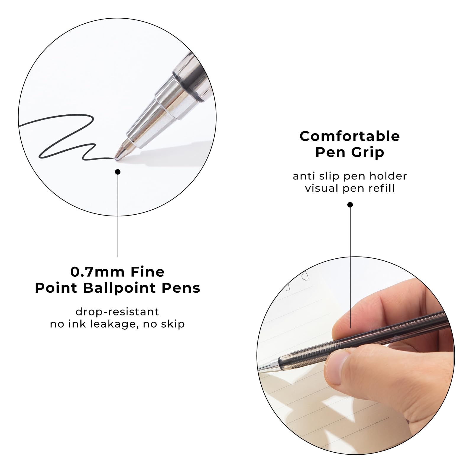 M&G Ballpoint Pens, Black Ink Ballpoint Pens Fine Point 0.7mm, Ball Point Pen…
