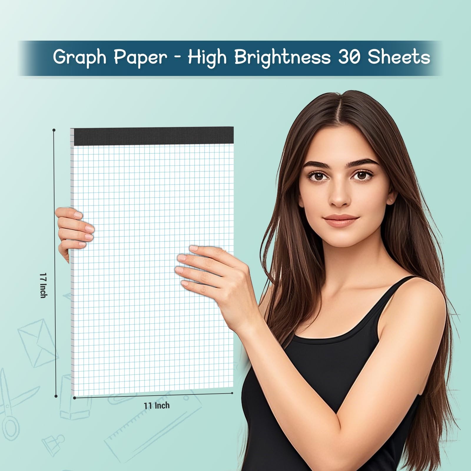 11×17 Graph Paper Pad – 30 Sheets 4×4 Grid for Engineers & Designers