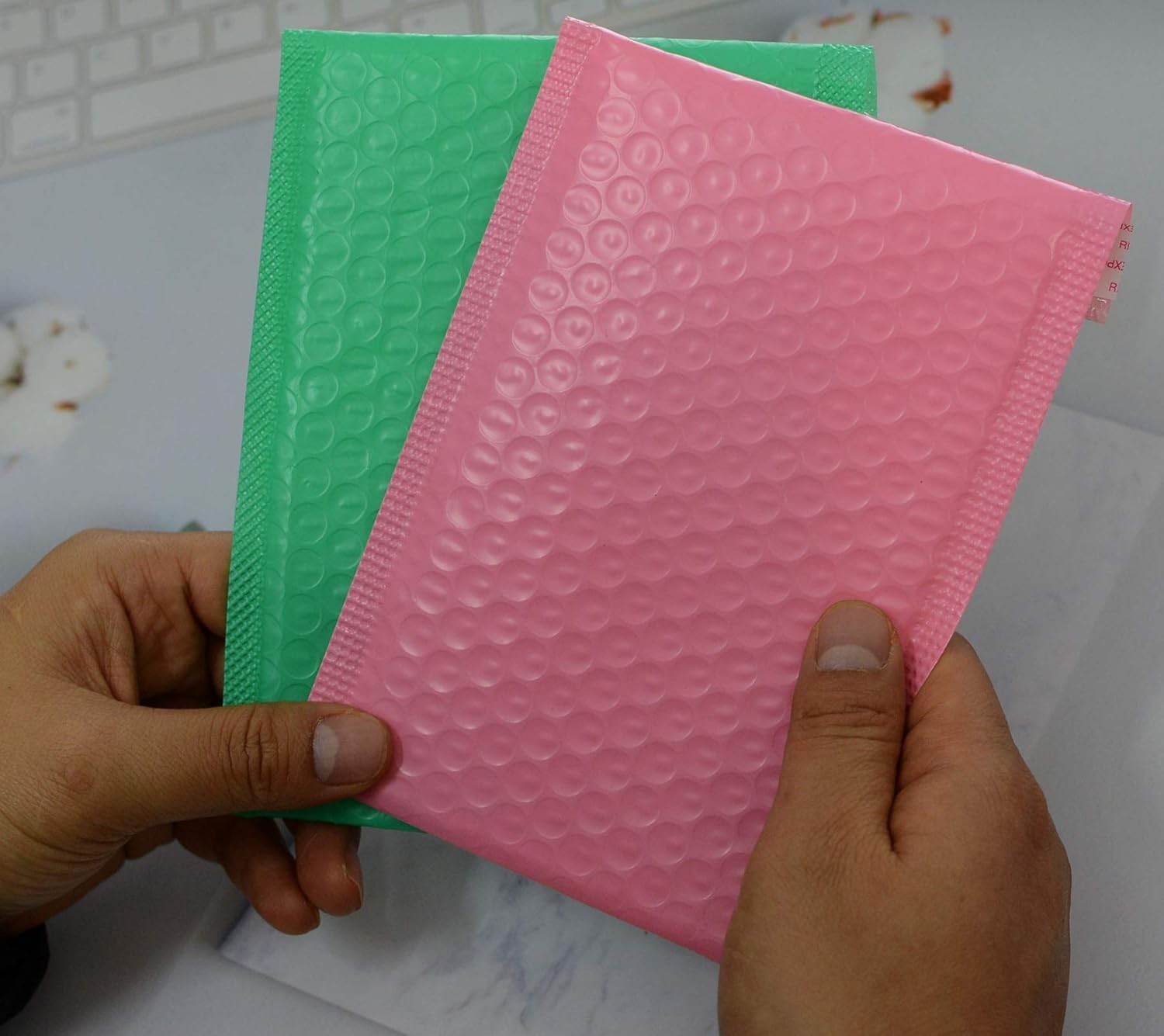 Small Poly Bubble Lined Mailers Padded 24 Pack 5×7 Inches 4 Colors Pink Green…