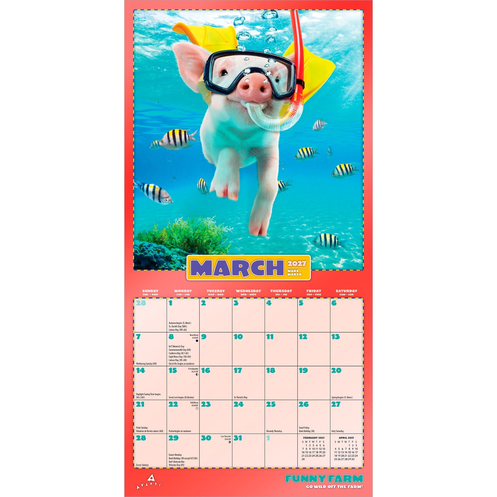 Avanti Funny Farm OFFICIAL | 2027 7×14″ (Hanging) Monthly Mini Wall Calendar