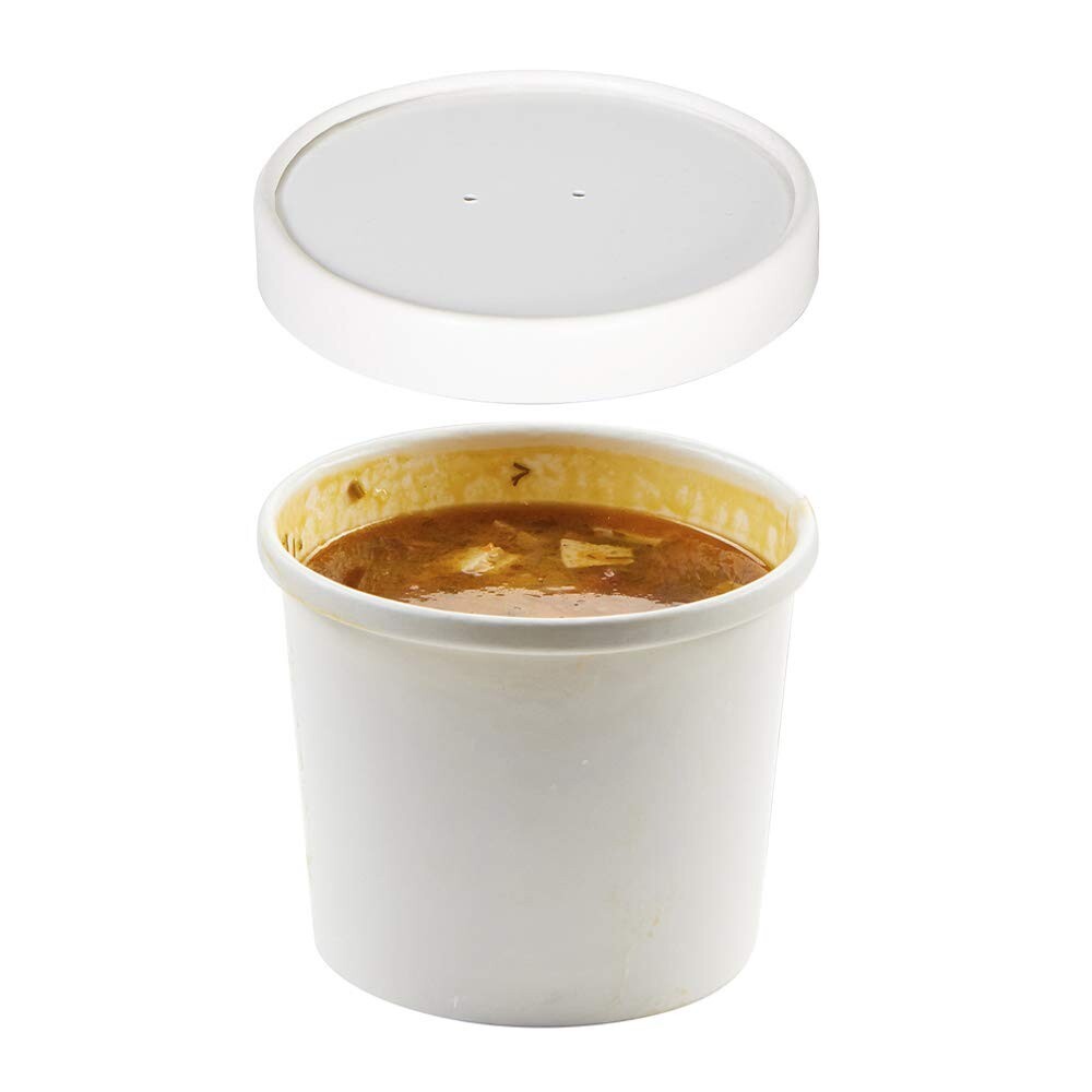 12OZ Disposable White Kraft Paper Soup Containers