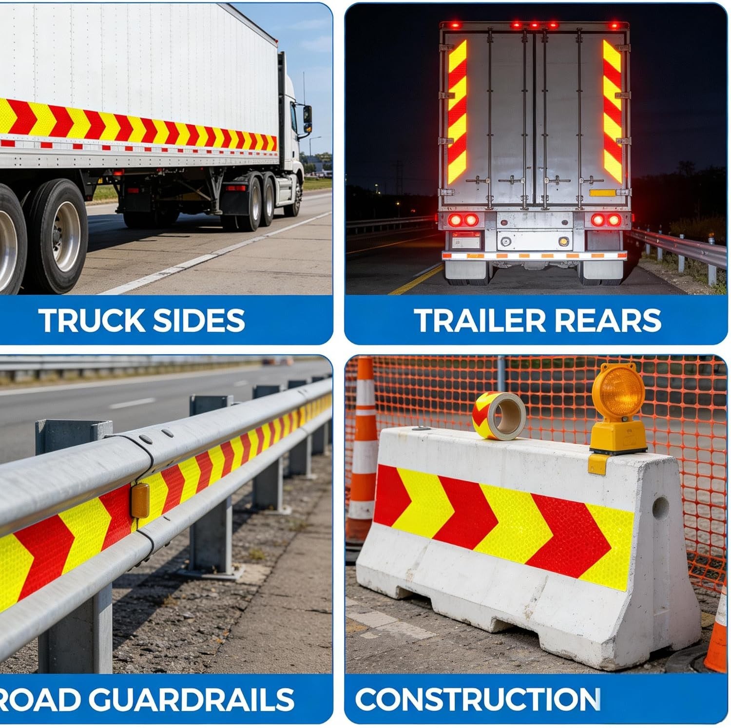 2 Inch x 30 Feet Red Yellow Reflective Safety Tape for Trucks Trailers Vehicles