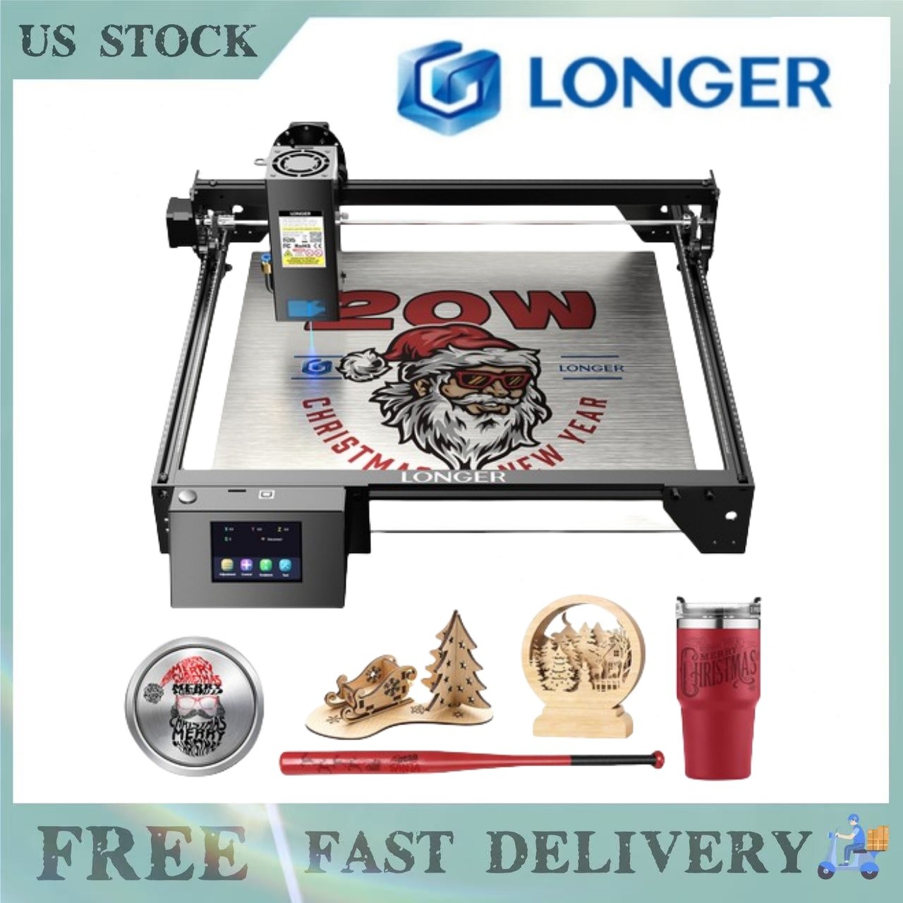LONGER RAY5 20W Laser Engraver Machine DIY 3.5 ” Color Screen Precision US