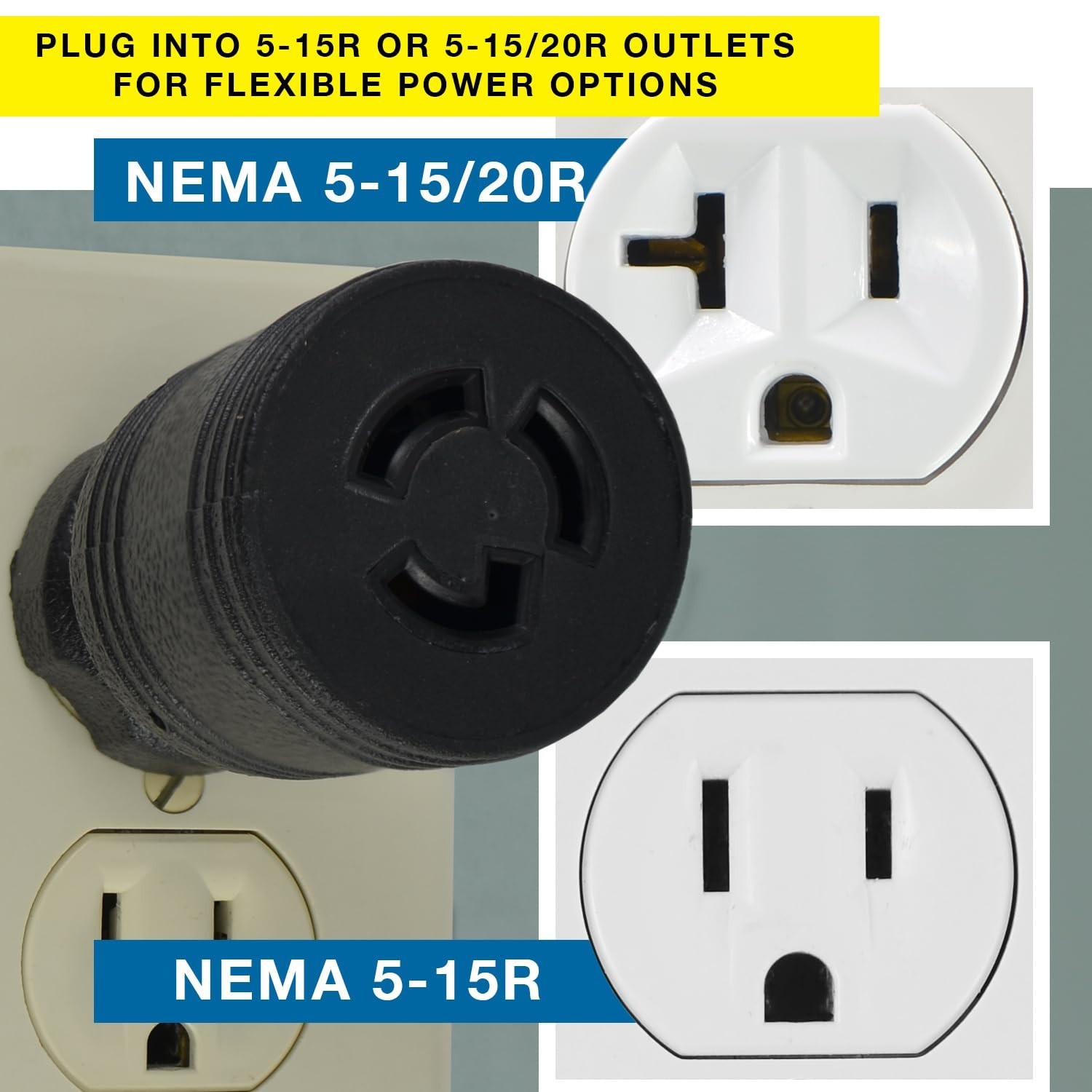 Conntek 30111-BK Locking Adapter U.S. 3 Prong Male Plug 15 Amp Locking Female