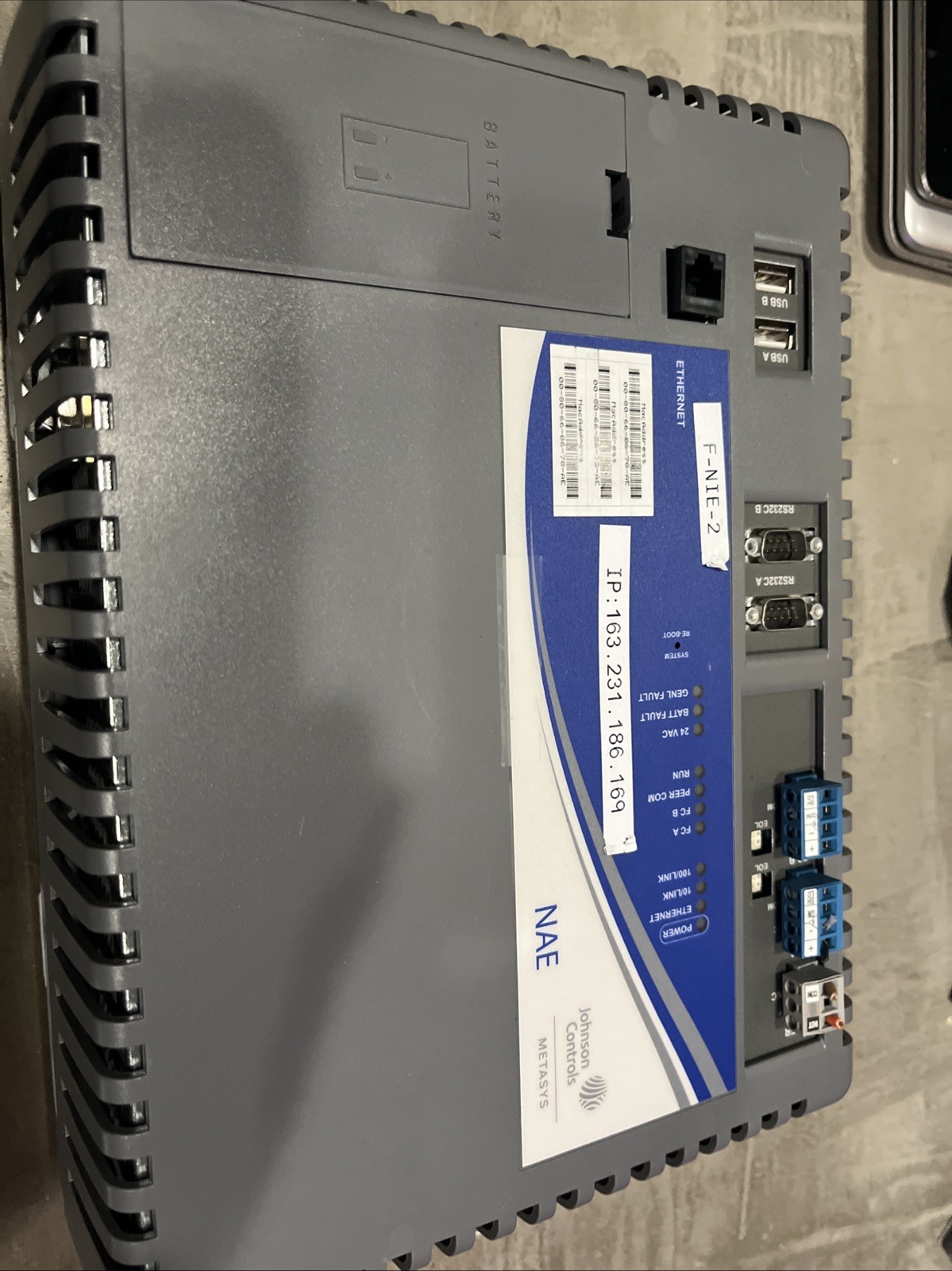 Johnson Controls Metasys MS-NAE5510-1 Controller NAE 5510 Version 5.0 Rev.S USED