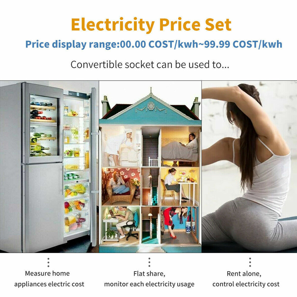 LCD Digital Outlet Power Meter Energy Monitor Volt Watt Electricity Usage Tester