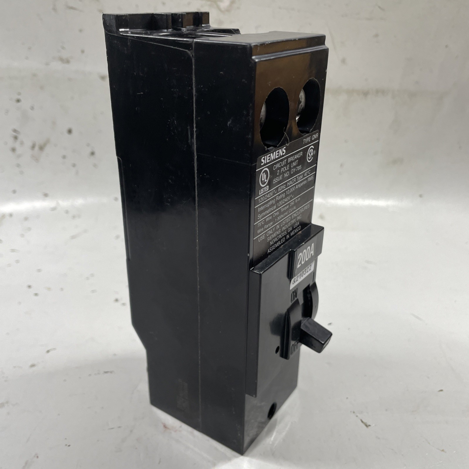 (READ MORE) Siemens QN2200R 200 Amp 2 Pole 240V Circuit Breaker QNR 200A DY-785