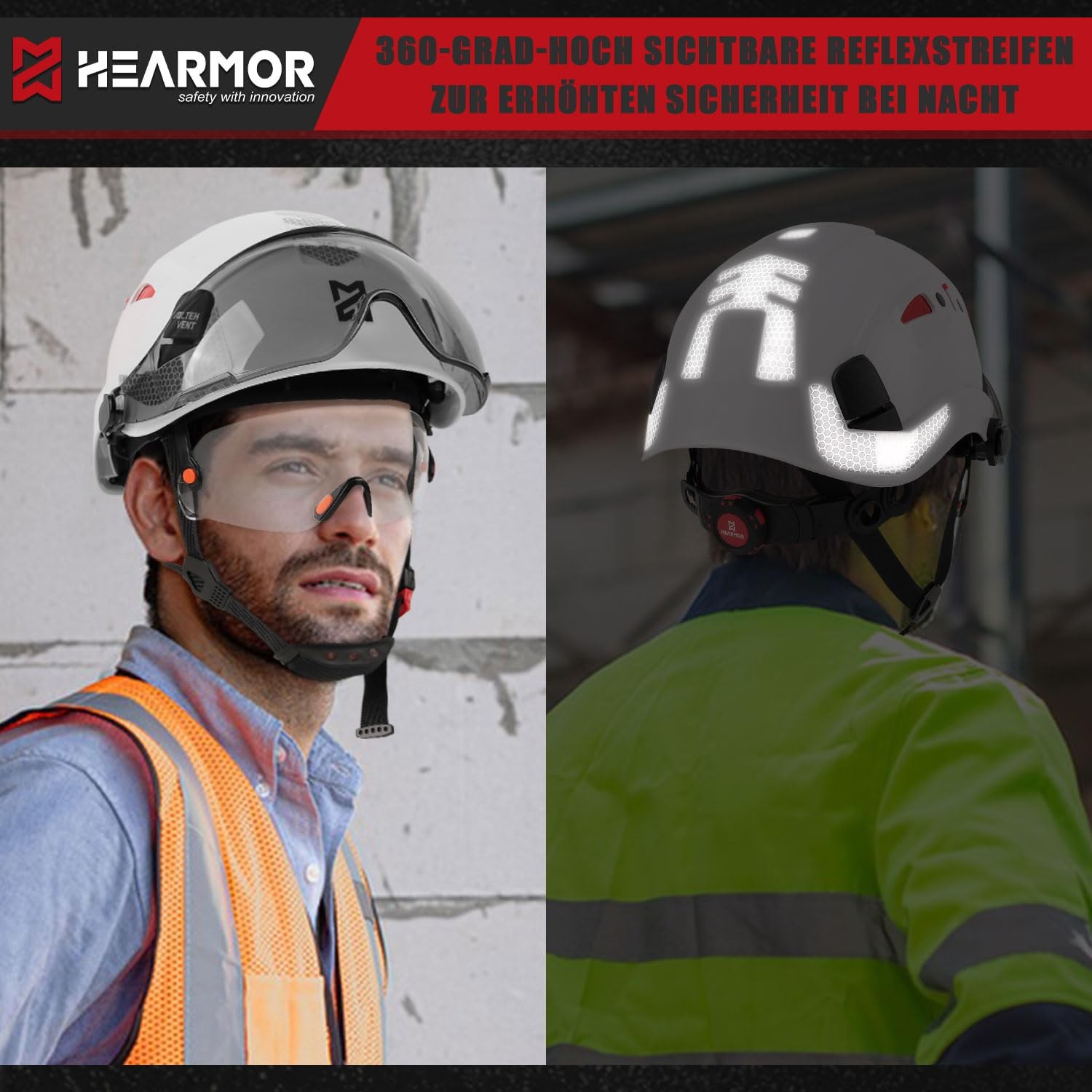 Safety Helmet EN397 Tested High Strength ABS Material, Double Visor for Fast…