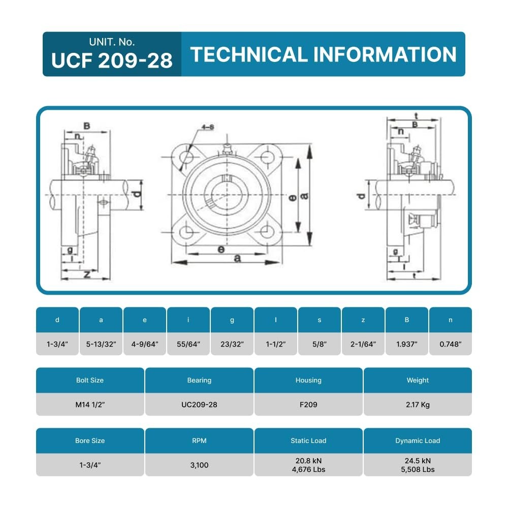 Ultra-Durable Chrome Steel Pillow Block Bearings with Solid Cast Iron Housing