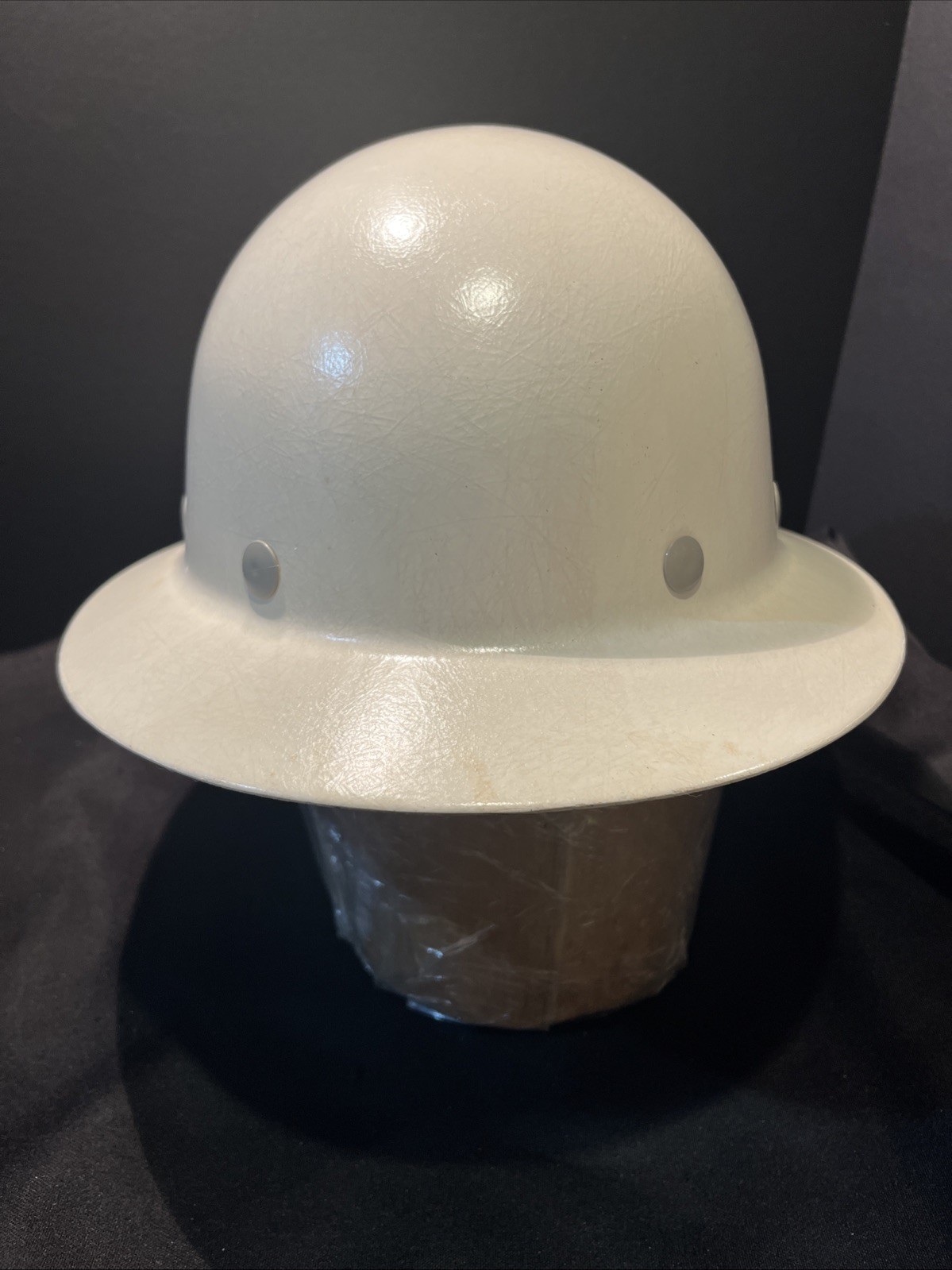 NEW NOS VTG SuperGlas FIBRE-METAL Safety Hard Rimmed Hat Cap Helmet White USA