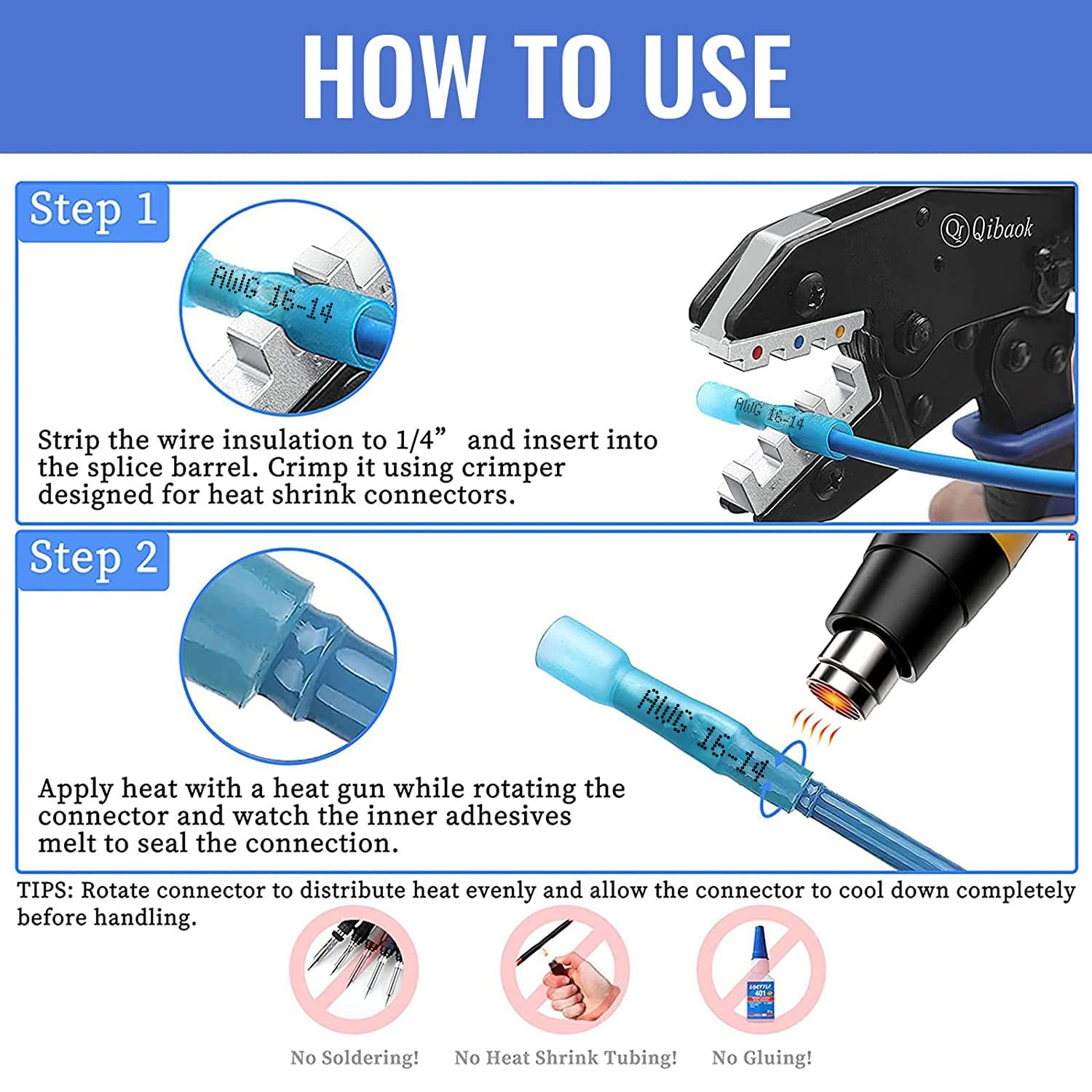 660 PCS Heat Shrink Butt Connectors Qibaok Crimp Electrical Wire Connector 。