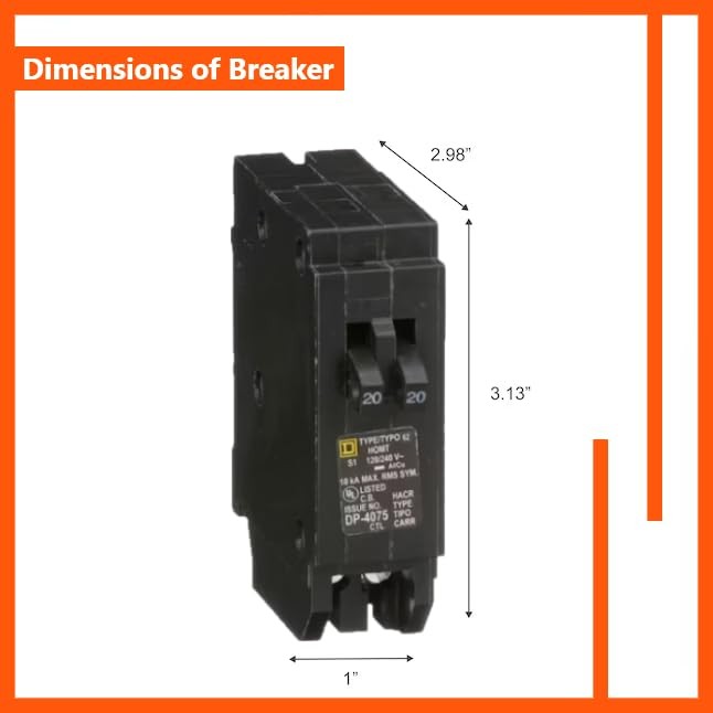 Genuine Square D HOMT2020 Tandem Circuit Breaker Kit (1 Pack), 20/20 Amp (20A/20