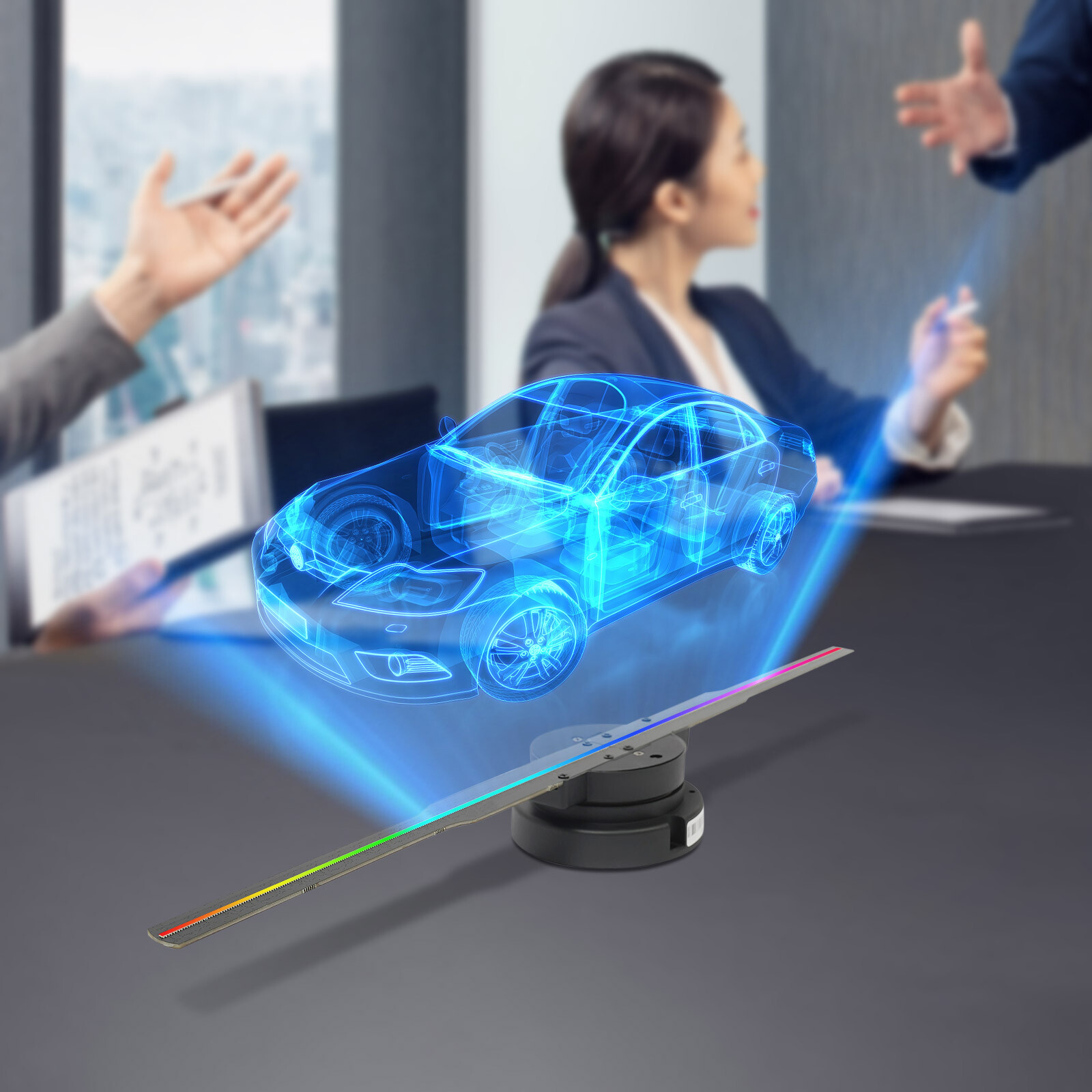 3D Holographic Projector 244-LED Hologram Fan Advertising Player Kit w/Control