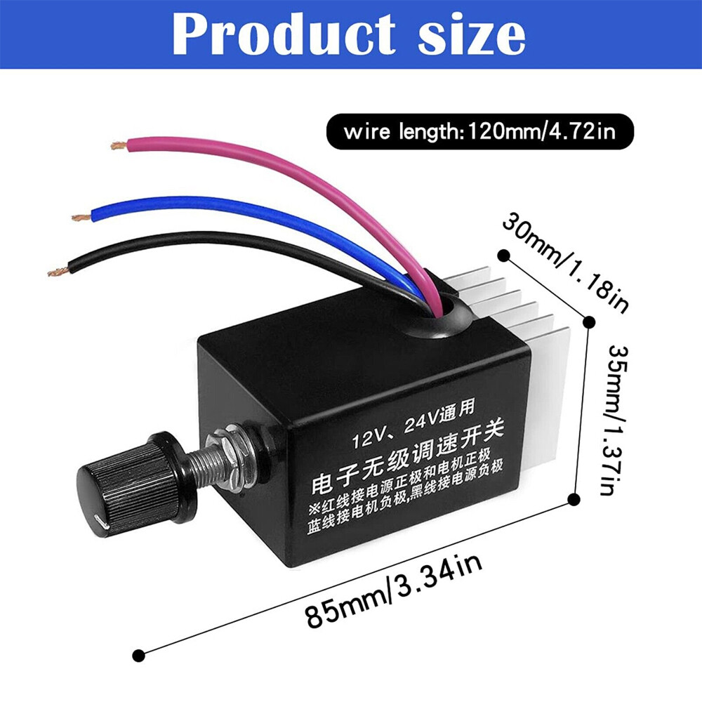 2x DC 12V 24V Motor Speed Control Switch Car Truck Fan Heater Control Defroster