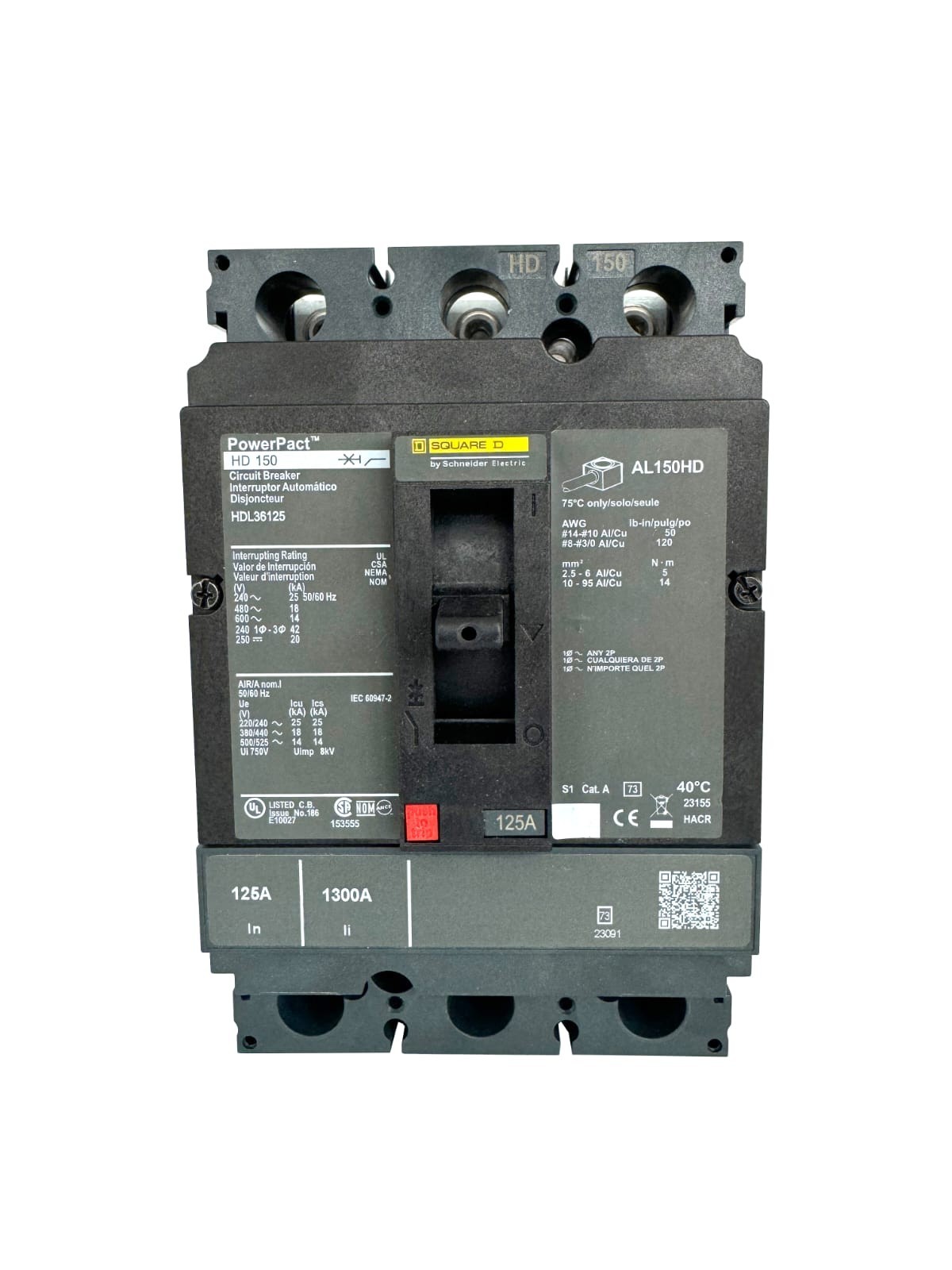 Power PacT Square D 3 Pole Circuit Breaker 150 A – Black (HDL36150)