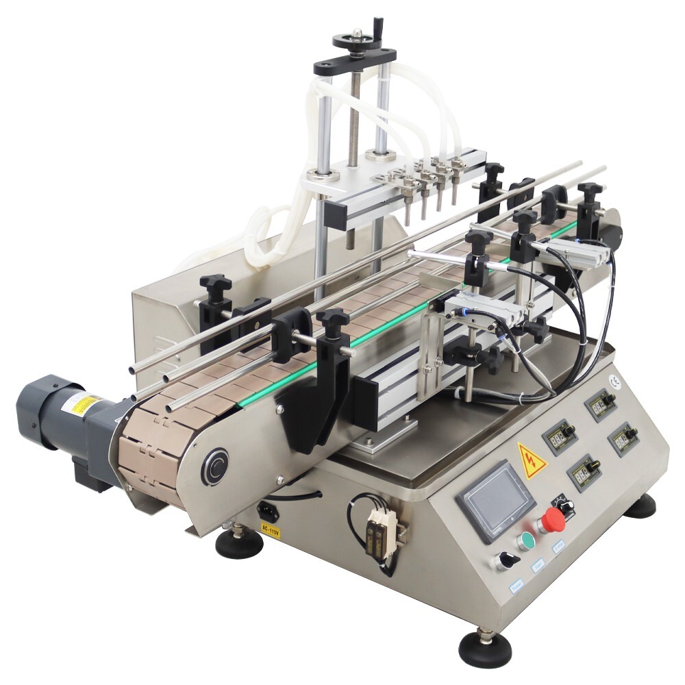 Desktop Four Head Magnetic Pump Filling Machine 4-30Bottles/min 8mm Nozzle