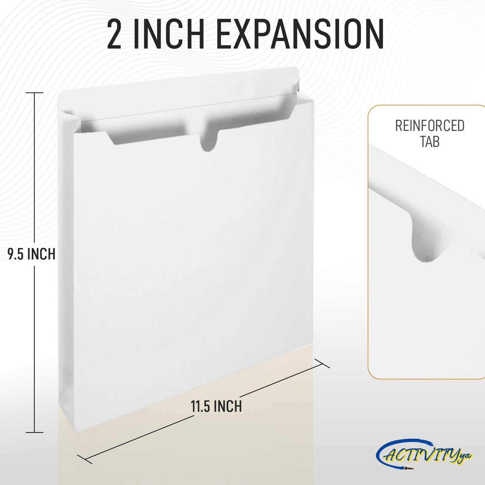 6 PCS White File Jackets Reinforced StraightCut Tab Fits 2 Inch Expansion