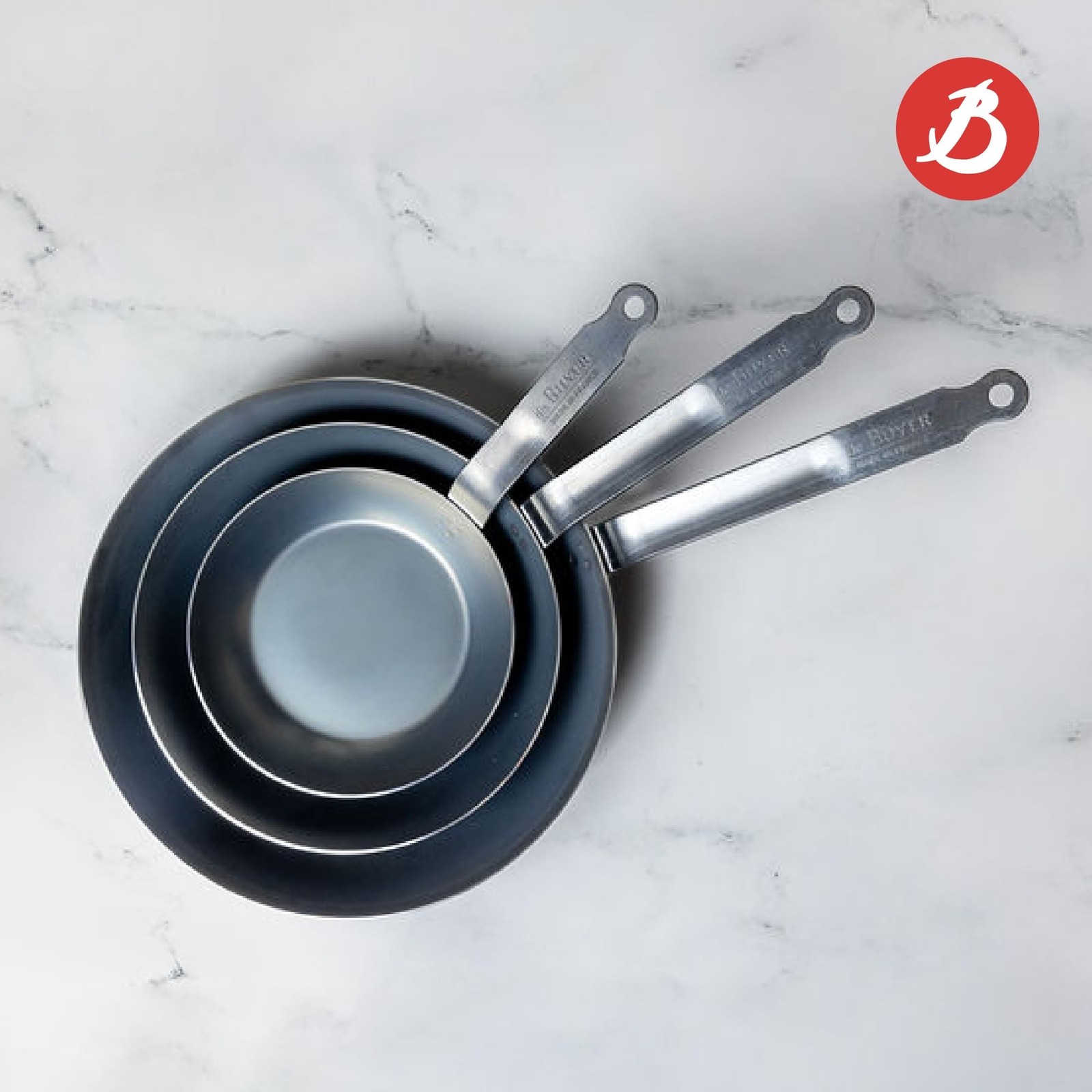 de Buyer – Blue Carbon Steel Fry Pan 2mm Thick – 11” Diameter, 8.3”