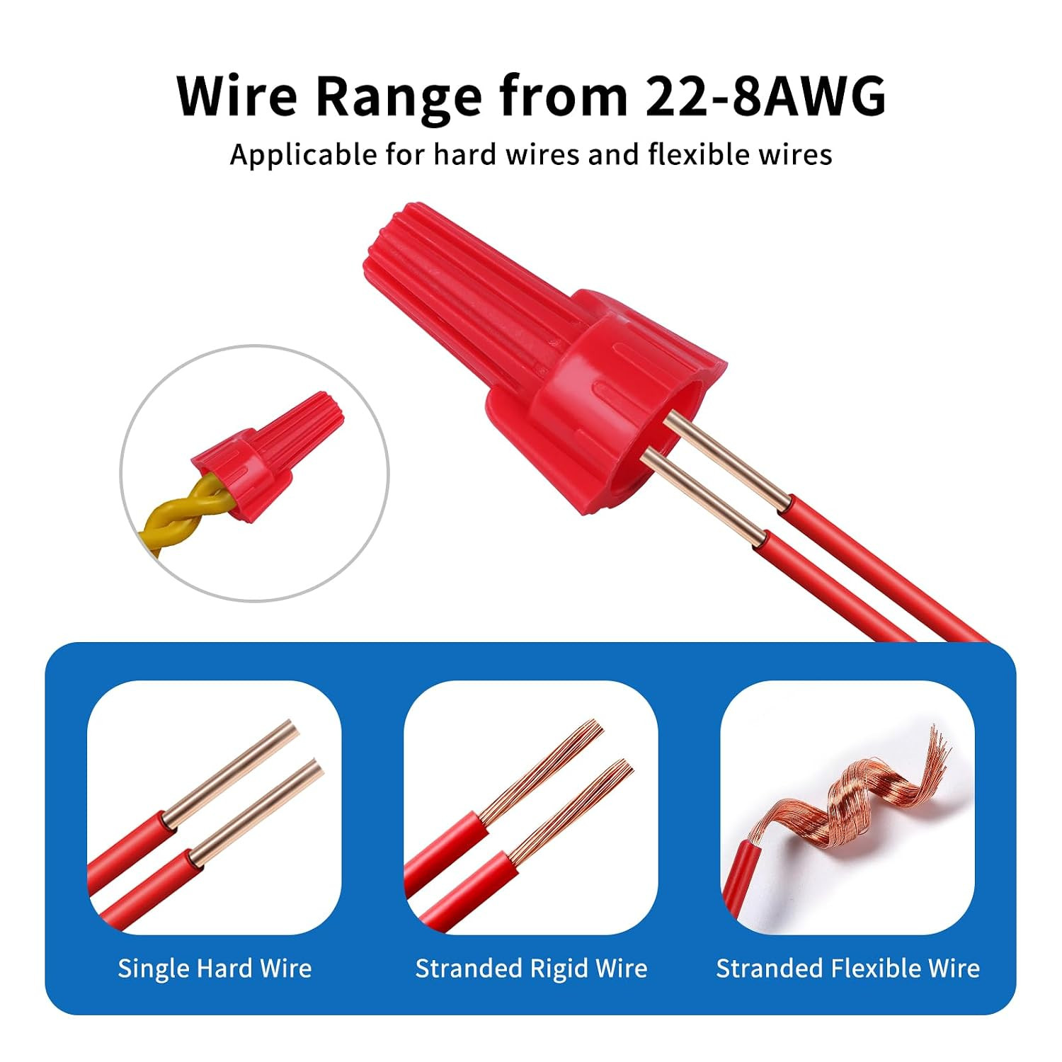400PCS Red Wire Nuts Connectors P12 Twist Wire Caps Electrical Wire Connectors,