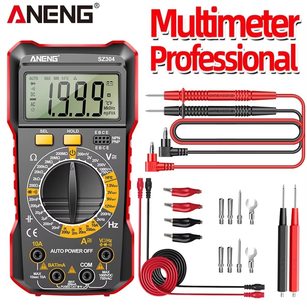 Digital Multimeter AC DC Voltmeter Ammeter Ohmmeter Volt Tester Meter With BATTs