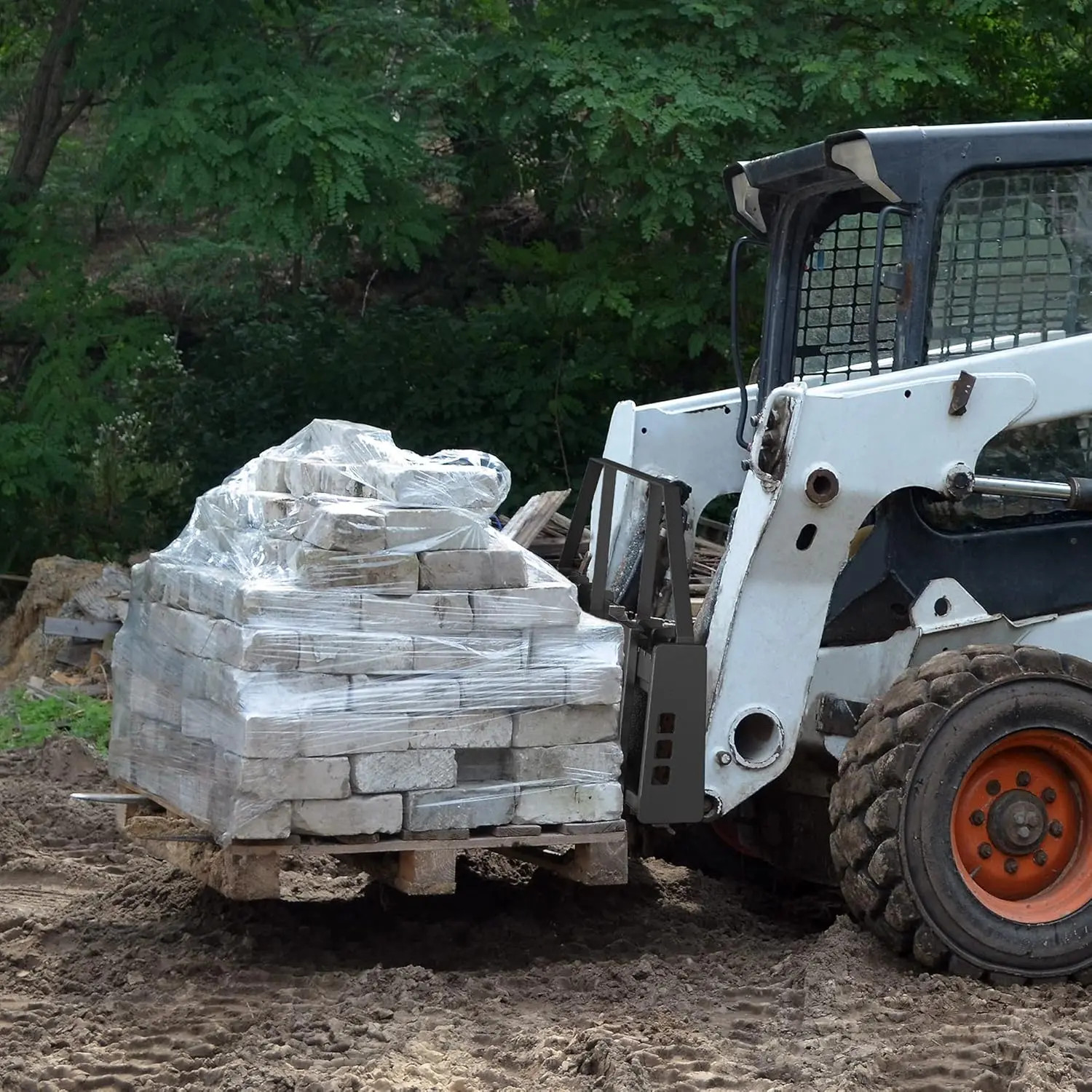 2500 lbs Skid Steer Pallet Fork Attachment, 45″ Pallet Fork 42″ Fork Blades