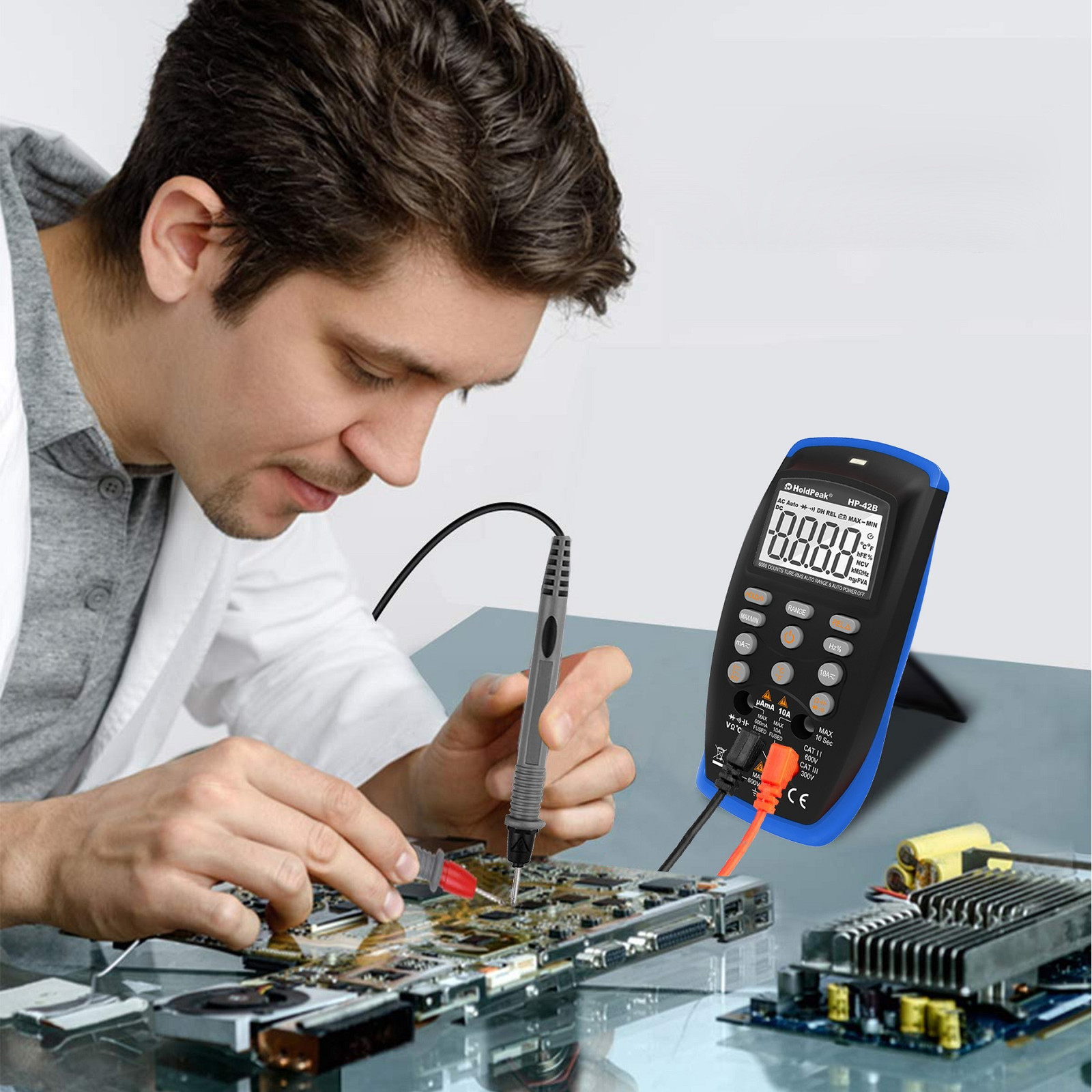 Digital Multimeter 6000C TRMS 600V 10A 60MΩ 200kHz Auto-Range NCV Data Hold
