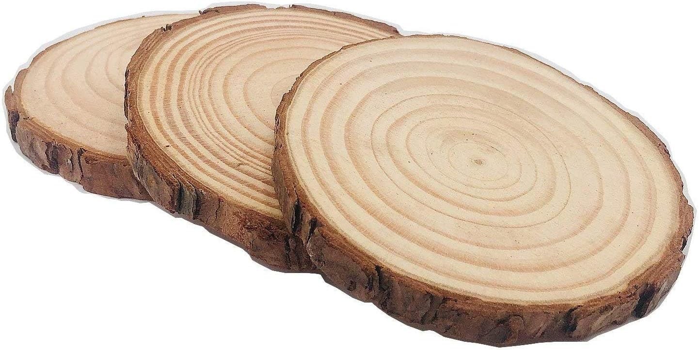 Unfinished Natural with Tree Bark Wood Slices 10 Pcs 10pcs 4.2-4.7inch