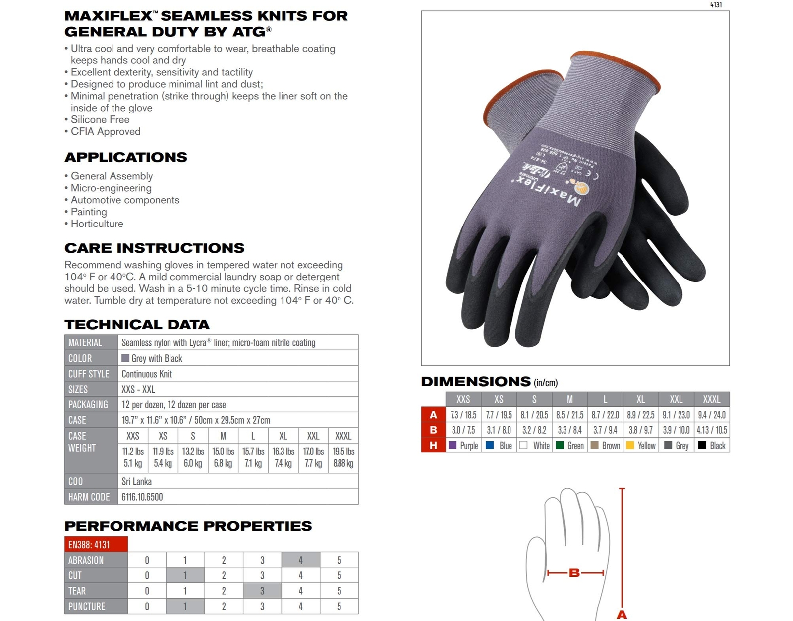 MaxiFlex Medium Grey Work Gloves Optimized Grip Breathable Durable Dexterity