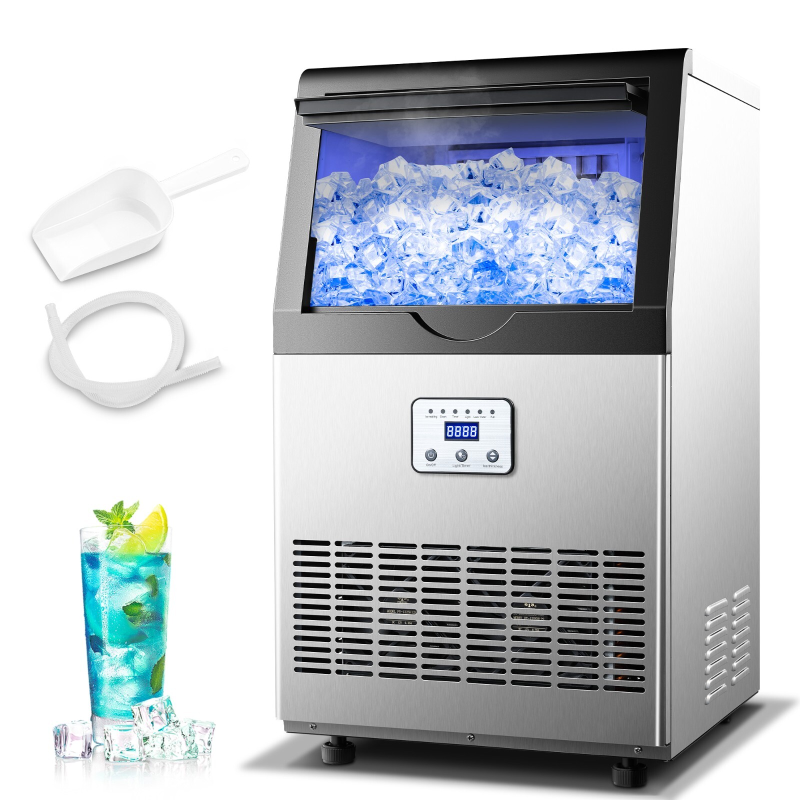 Zomagas110 lbs Commercial Ice Machine Bar Restaurant Home Ice Maker Cube Maker