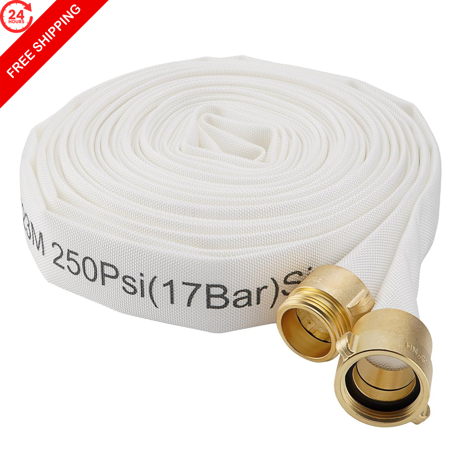 Venussar Fire Hose,1-1/2″ ID X 75 FT, Single 1-1/2″ X 75 FT(NST/NH), White