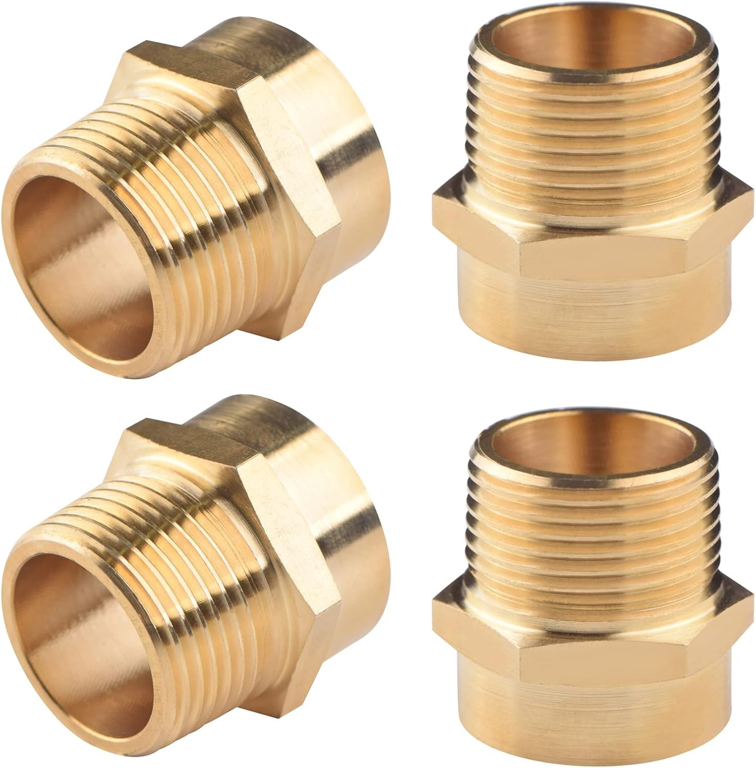 4 Pack G 3/4 (BSP) Female Thread to US 3/4 NPT Male Thread Brass Pipe Fitting Ad