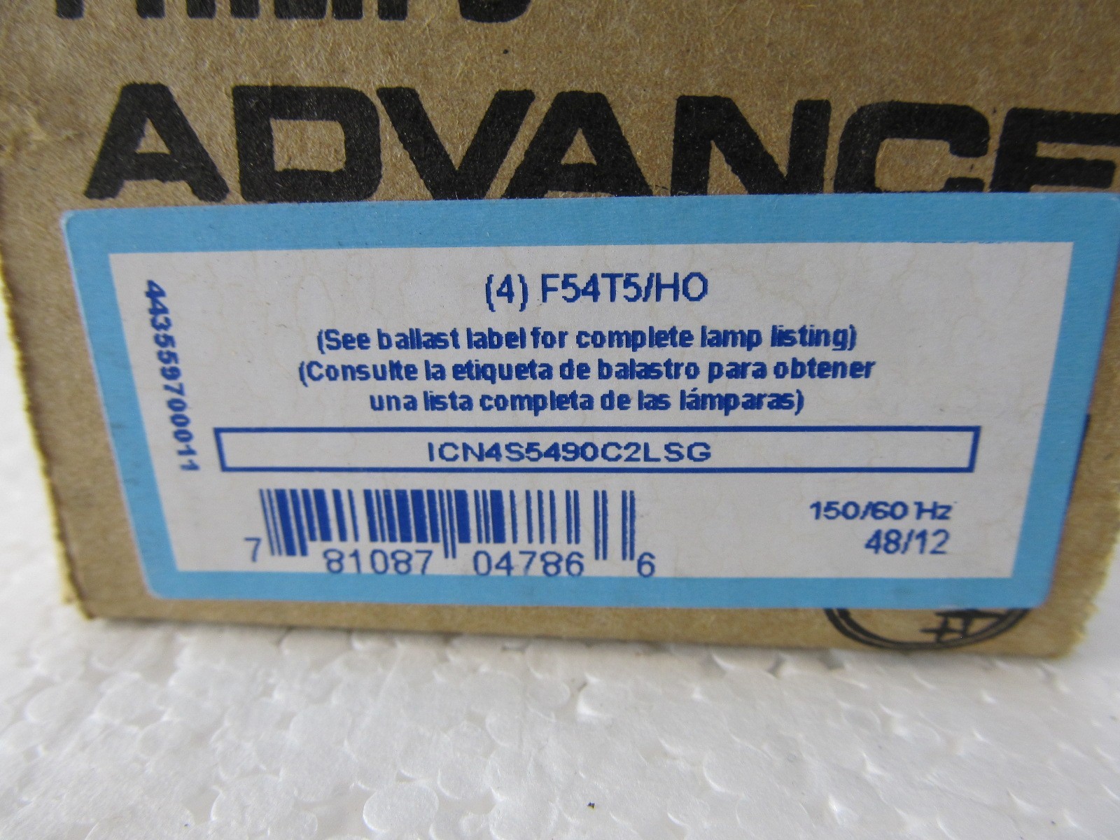 NEW Advance ICN4S5490C2LSG F54T5/HO Electronic Ballast
