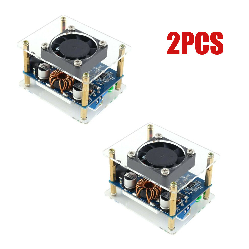 2pc 60W Adjustable Buck Boost Step Up Step Down Power Supply Module with Fan LCD