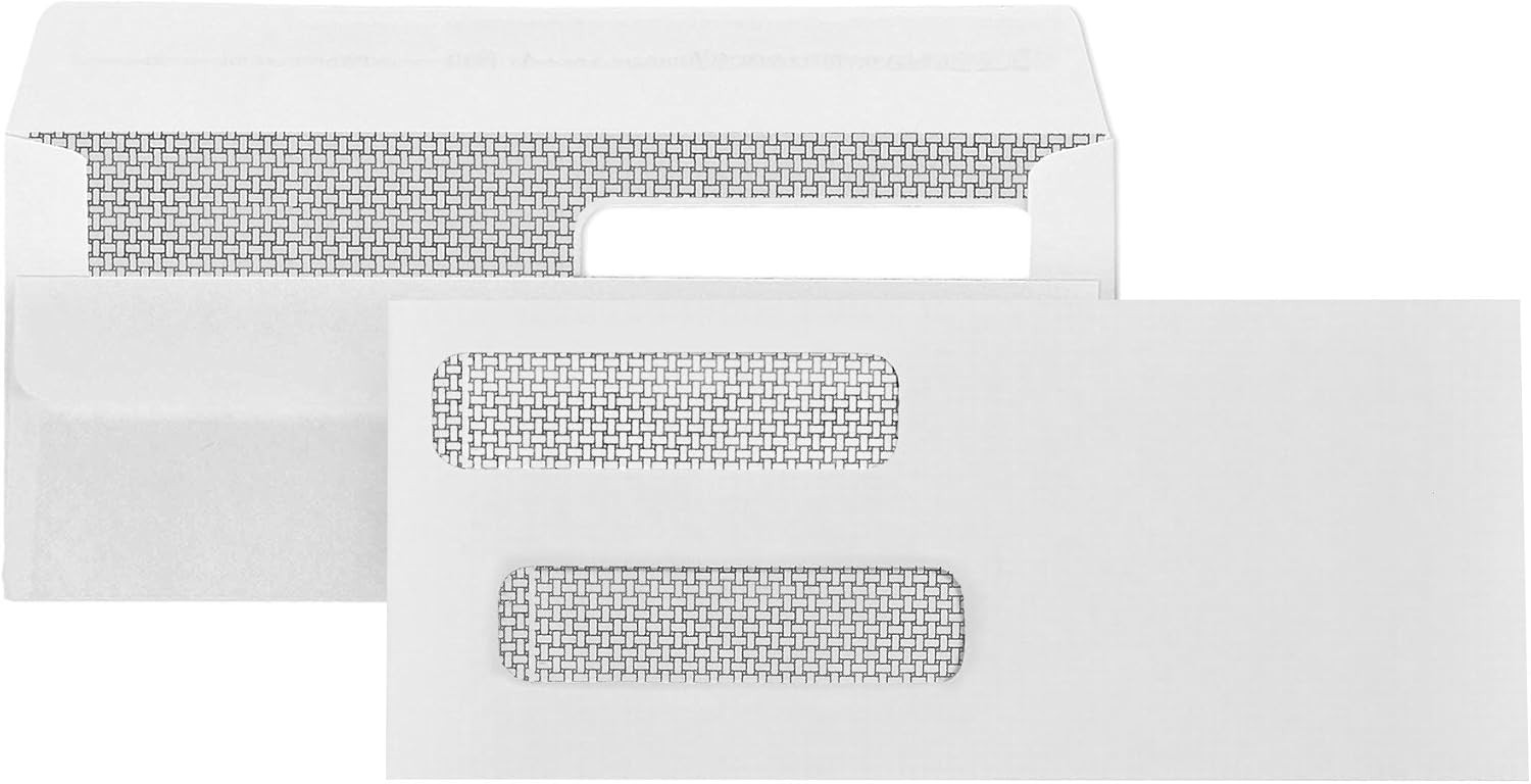 500 Count Double Window Security Check Envelopes for QuickBooks – Self-Seal