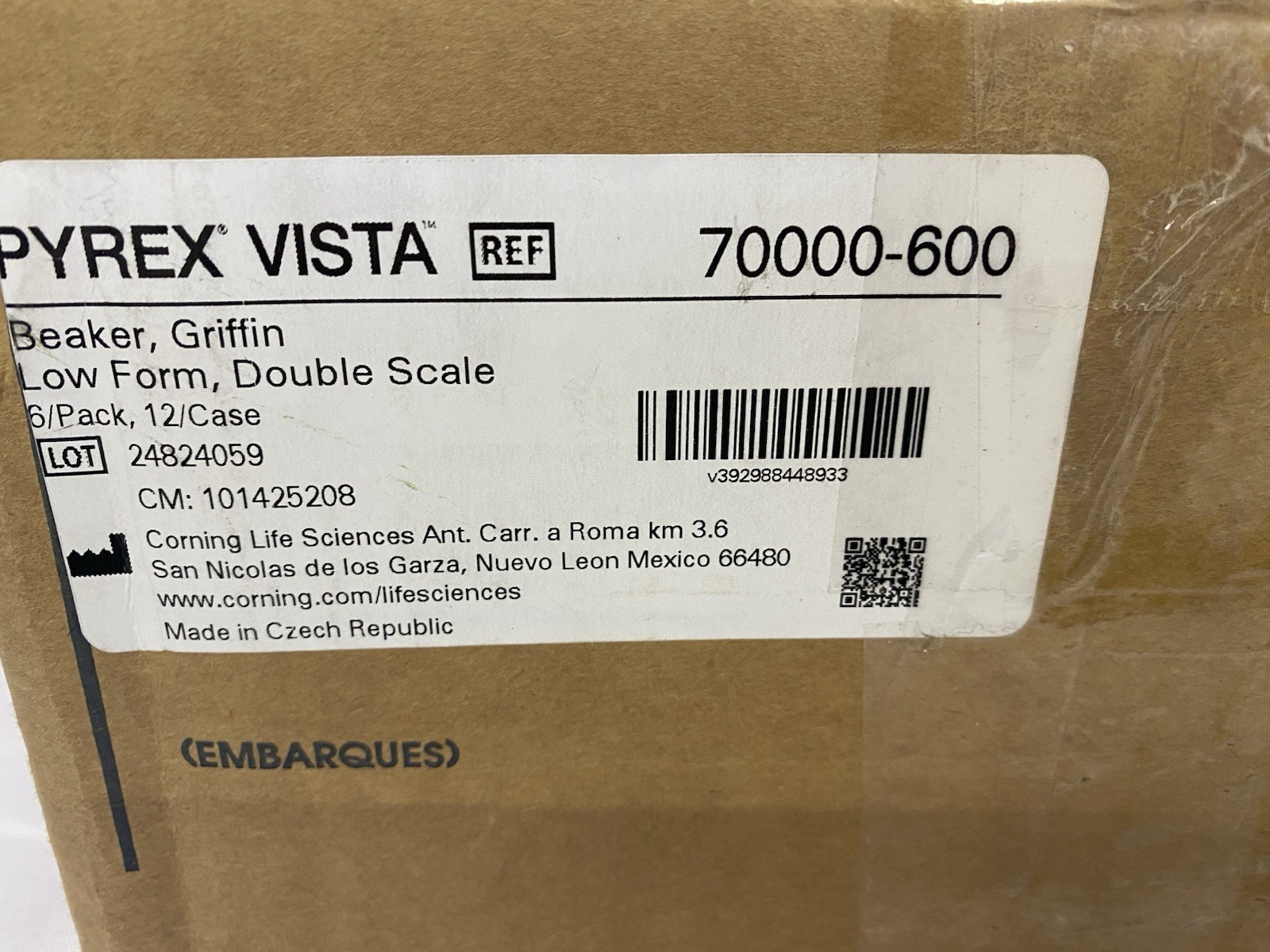 PYREX® VISTA™ Griffin Low Form 600 mL Beaker, Double Scale