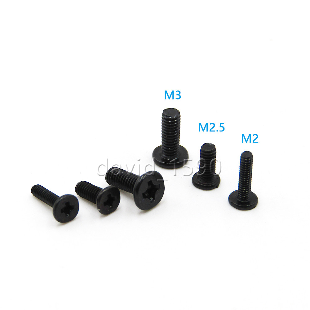 M1.2/M1.4/M2/M3/M4/M5/M6 Black Phillips Utrathin Flat Head Laptop Notebook Screw