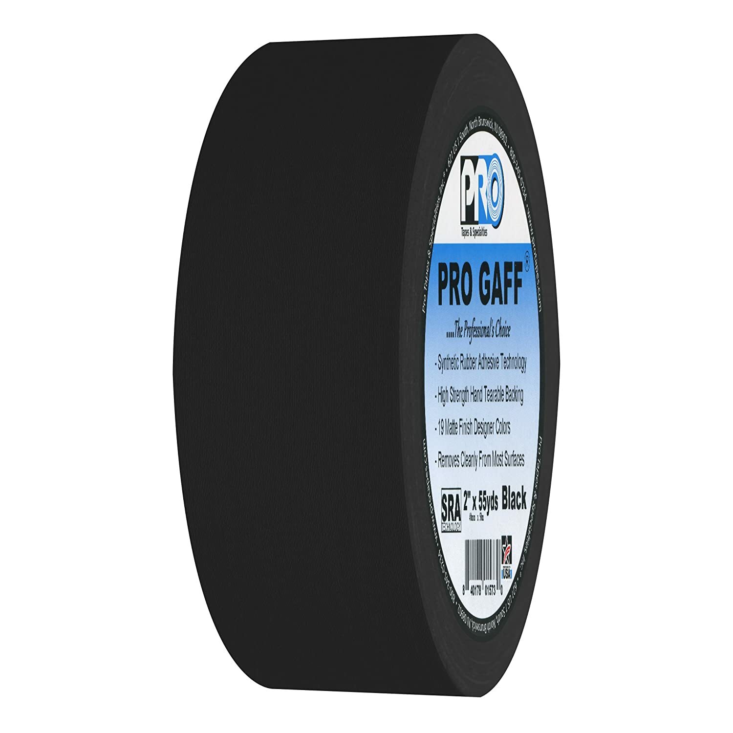 Pro Tapes Pro Gaffer Tape Black 2″ x 55 yds. -w