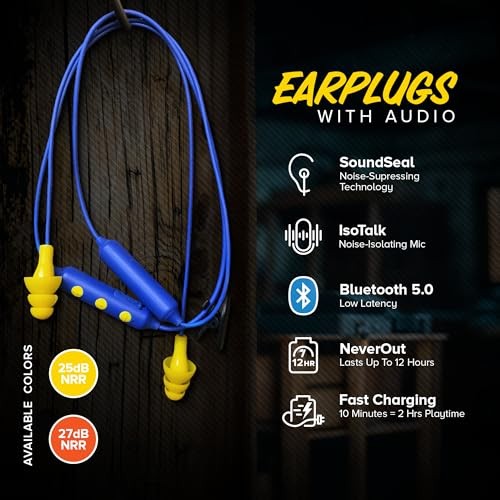 Basic Pro Earplug Headphones Wireless Bluetooth in-Ear Earplug Blue, Yellow